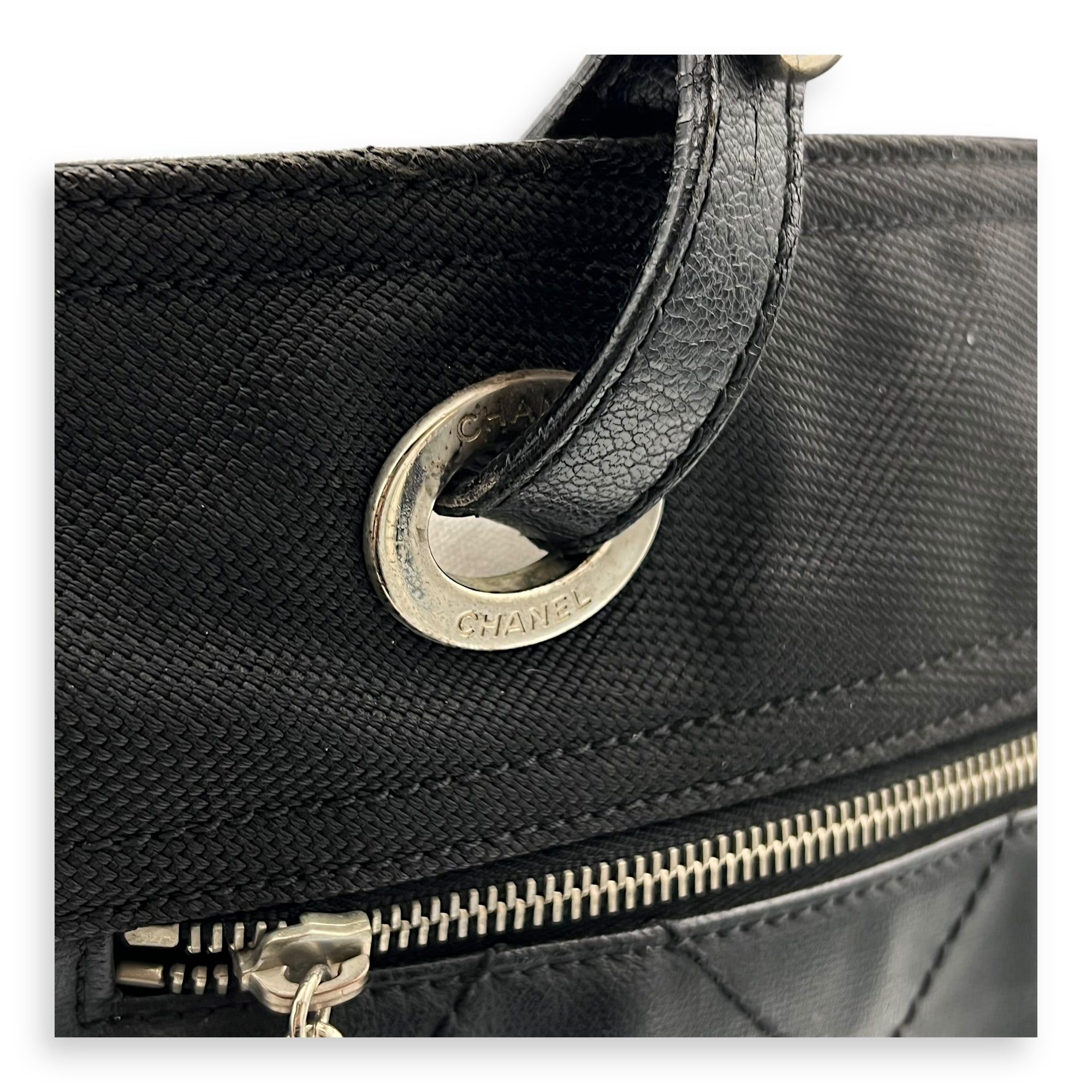 Biarritz Tote Bag Black in Coated Canvas, Silver hardware - Image 10