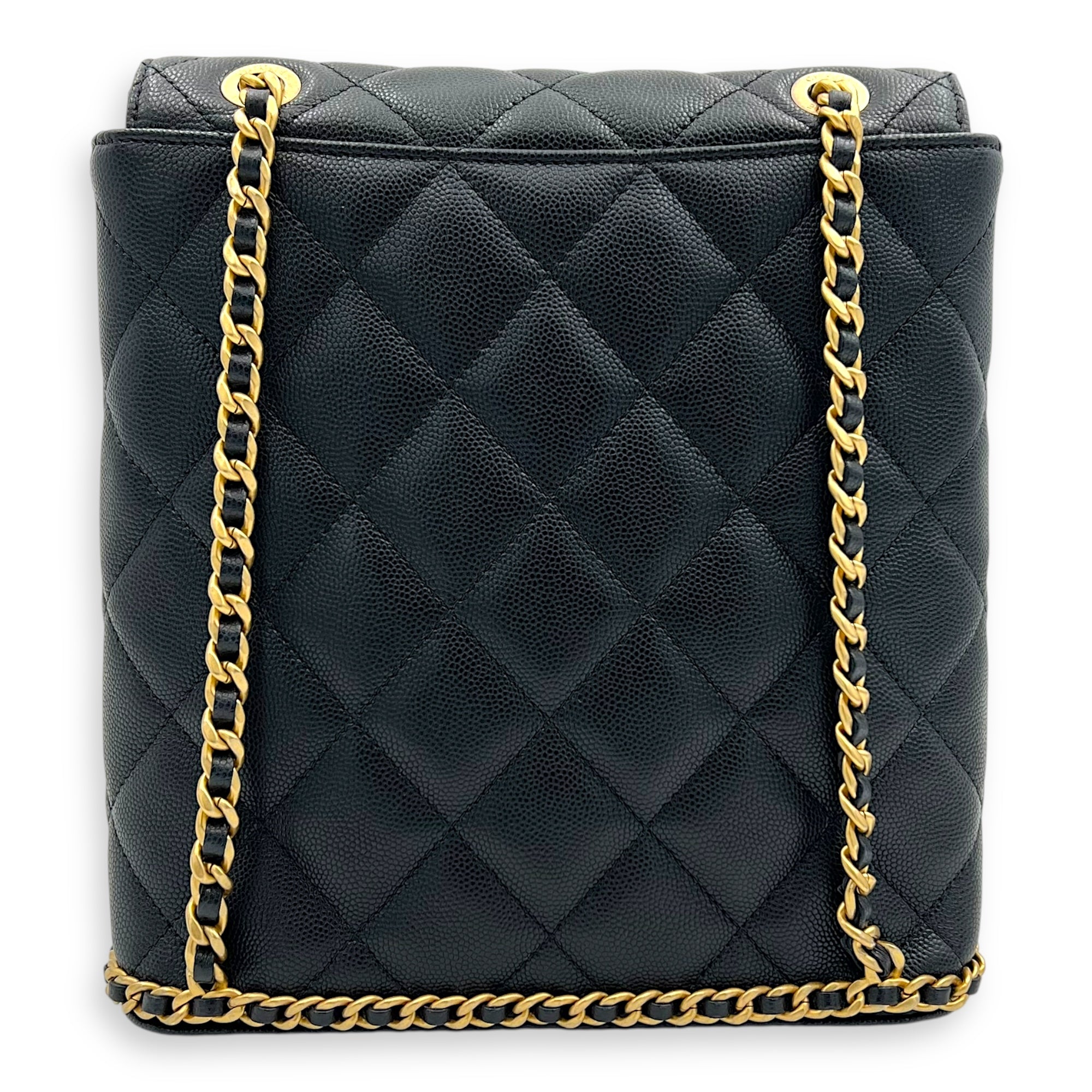 Quilted Seasonal Backpack Gold in Caviar Leather, Gold hardware - Image 3