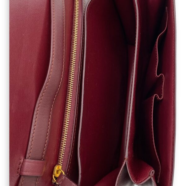 Box Medium Red Shoulder Bag in Calfskin, Brushed Gold hardware - Image 7