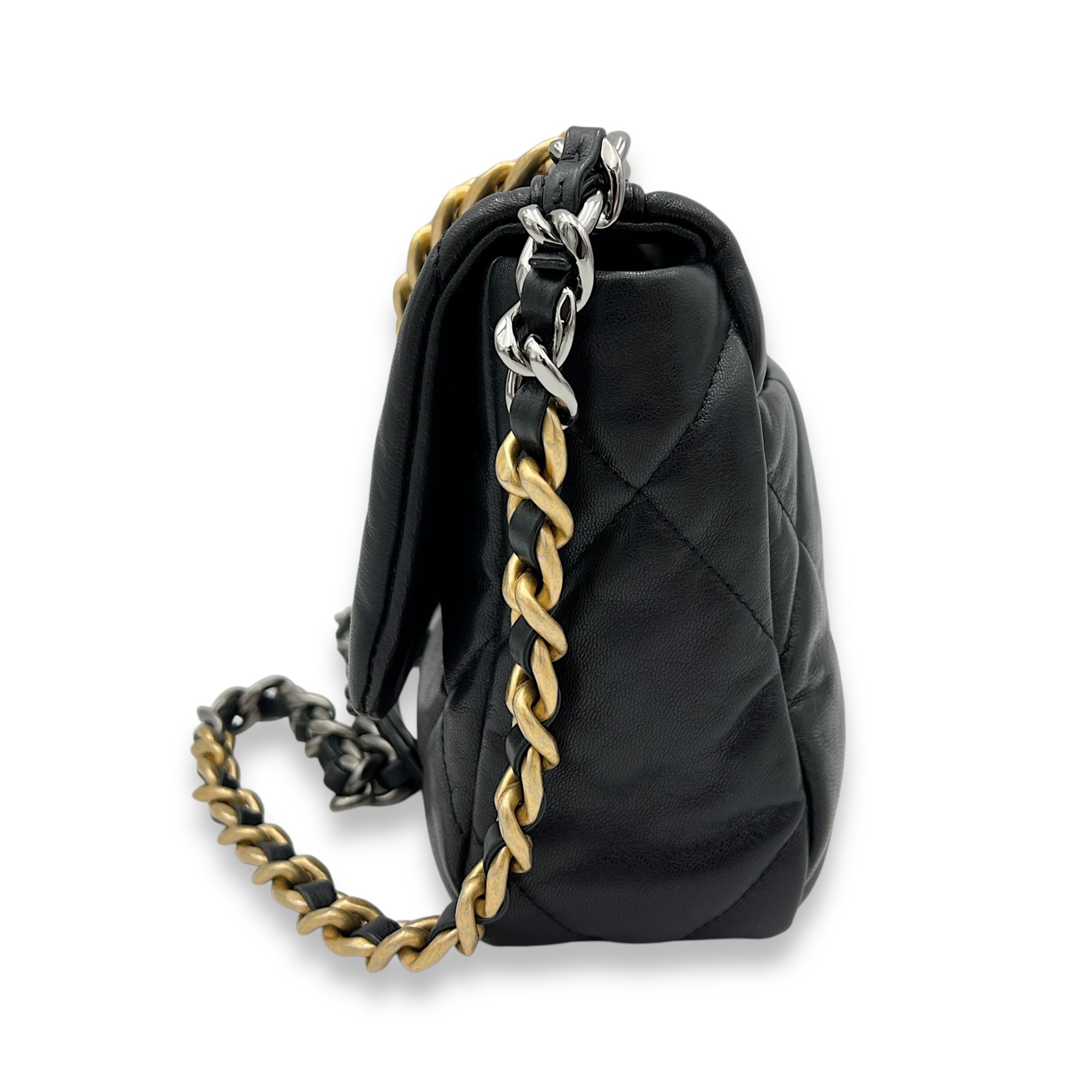 C19 Small Black Shoulder Bag in Lambskin, Mixed hardware - Image 5