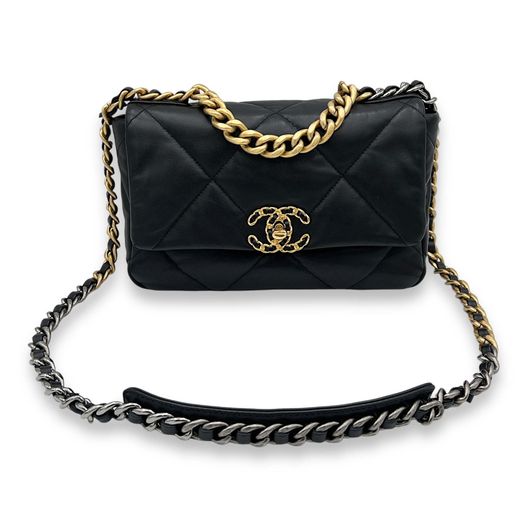 C19 Small Black Shoulder Bag in Lambskin, Mixed hardware - Image 9