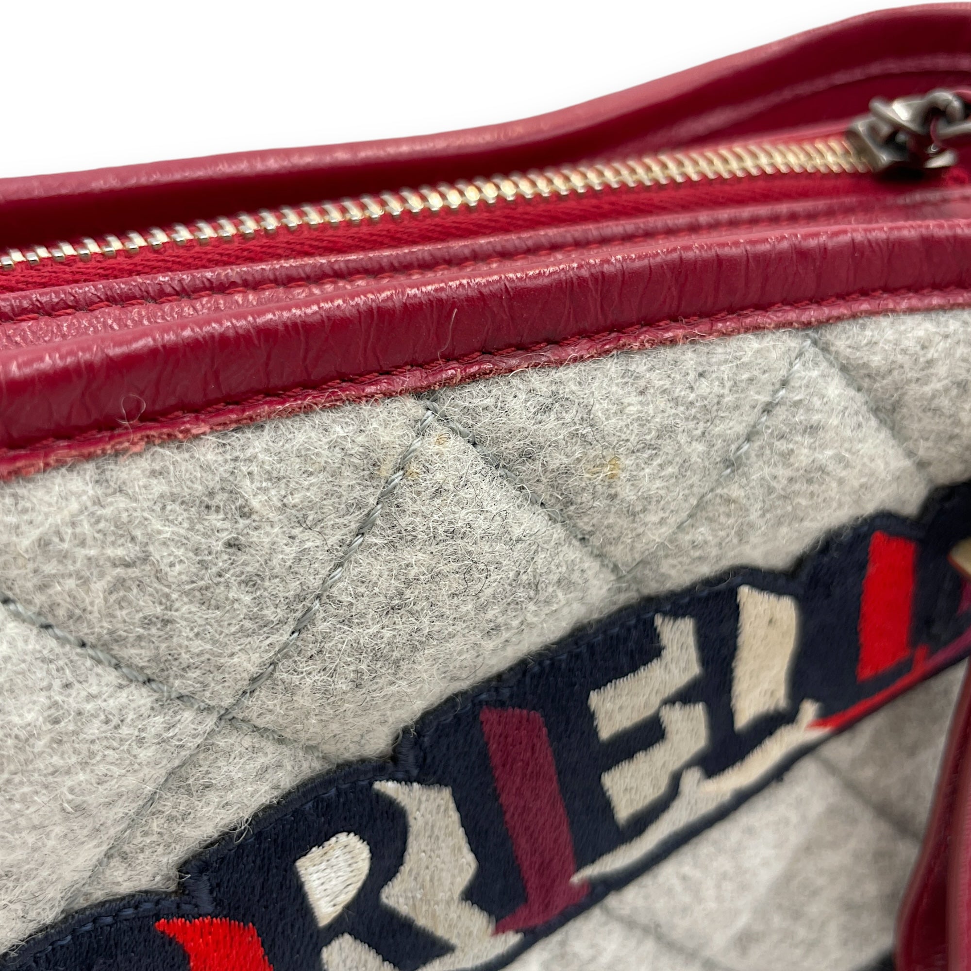 Gabrielle Hobo Small Grey,red, pink, black Shoulder Bag in Calfskin, 3-Tone hardware - Image 9