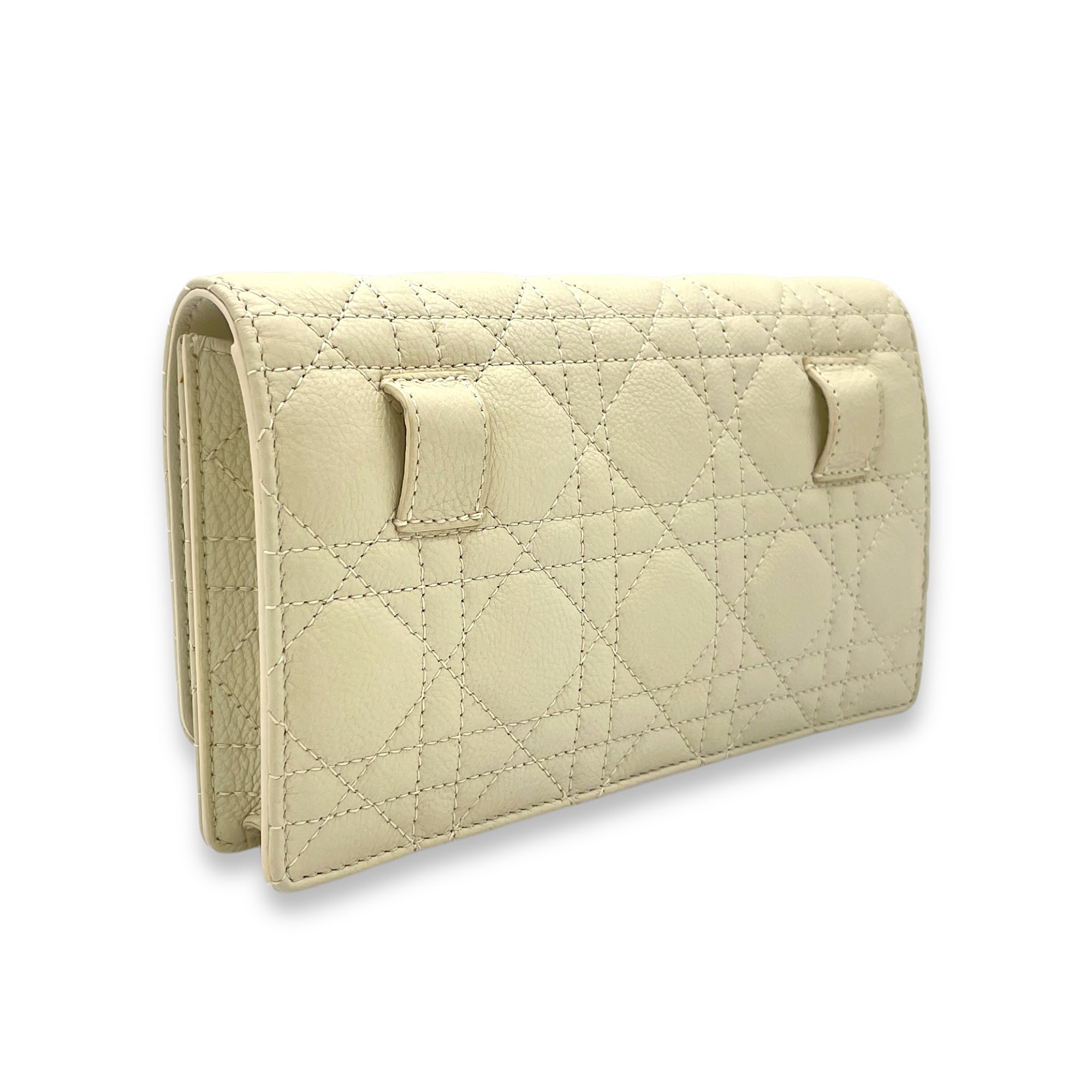 Dior Caro Pouch White in Calfskin, Gold hardware - Image 5