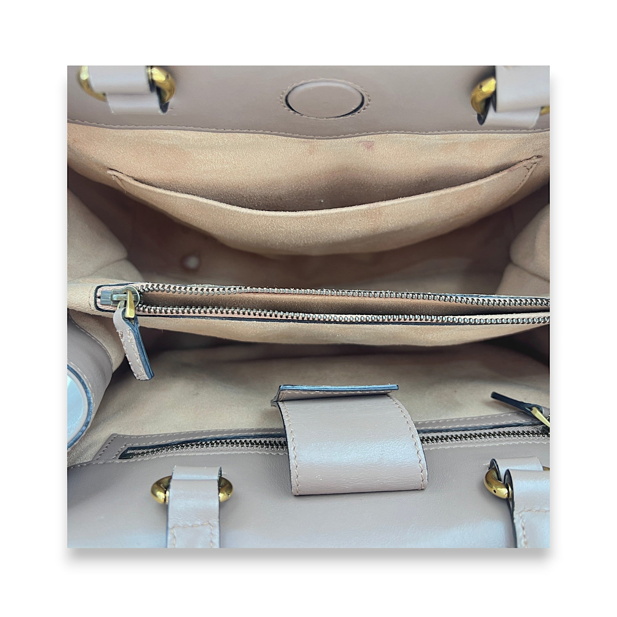 GG Marmont Beige Top Handle Bag in Calfskin, Gold hardware - Image 11