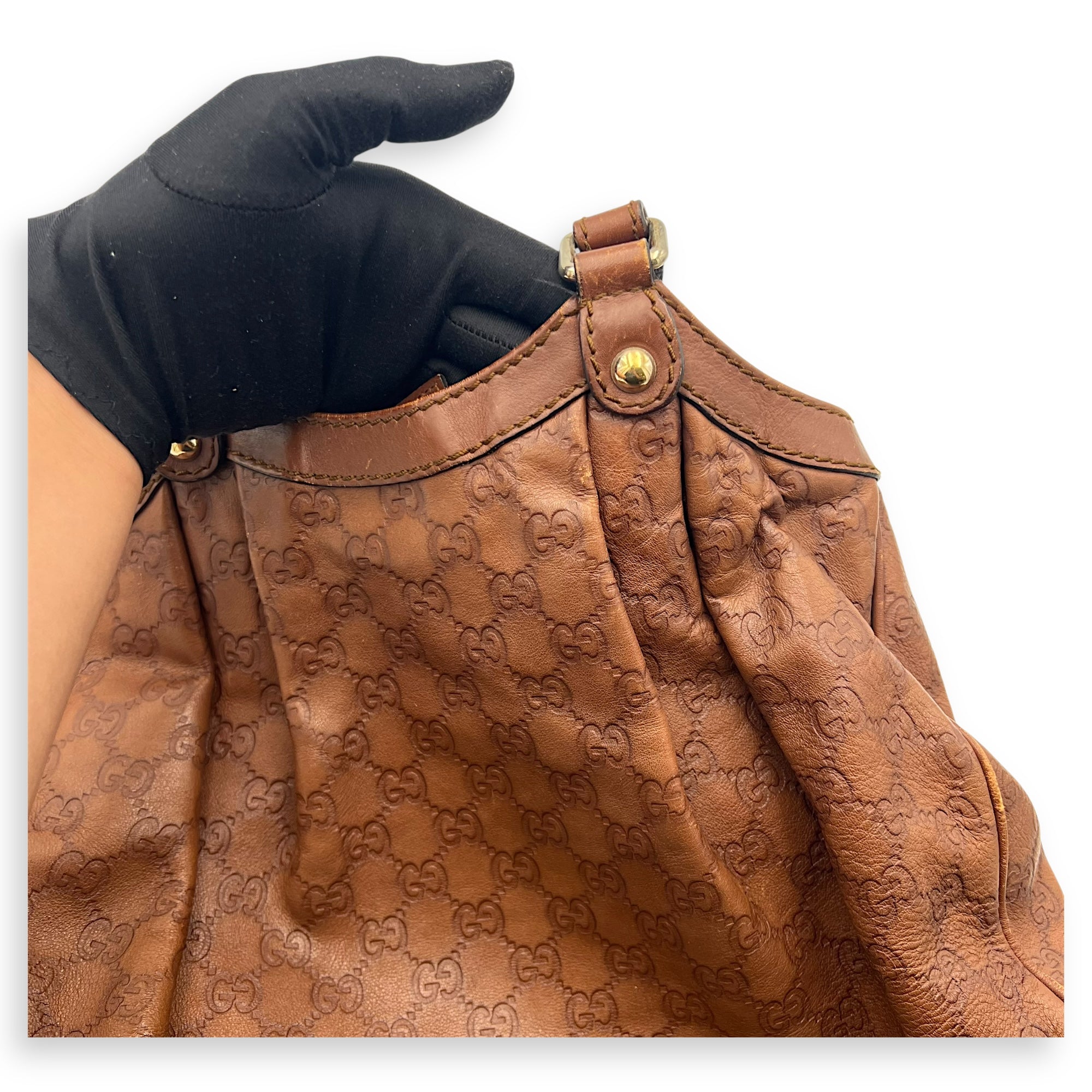 Shukey Shoulder Bag Brown in Calfskin, Gold hardware - Image 28