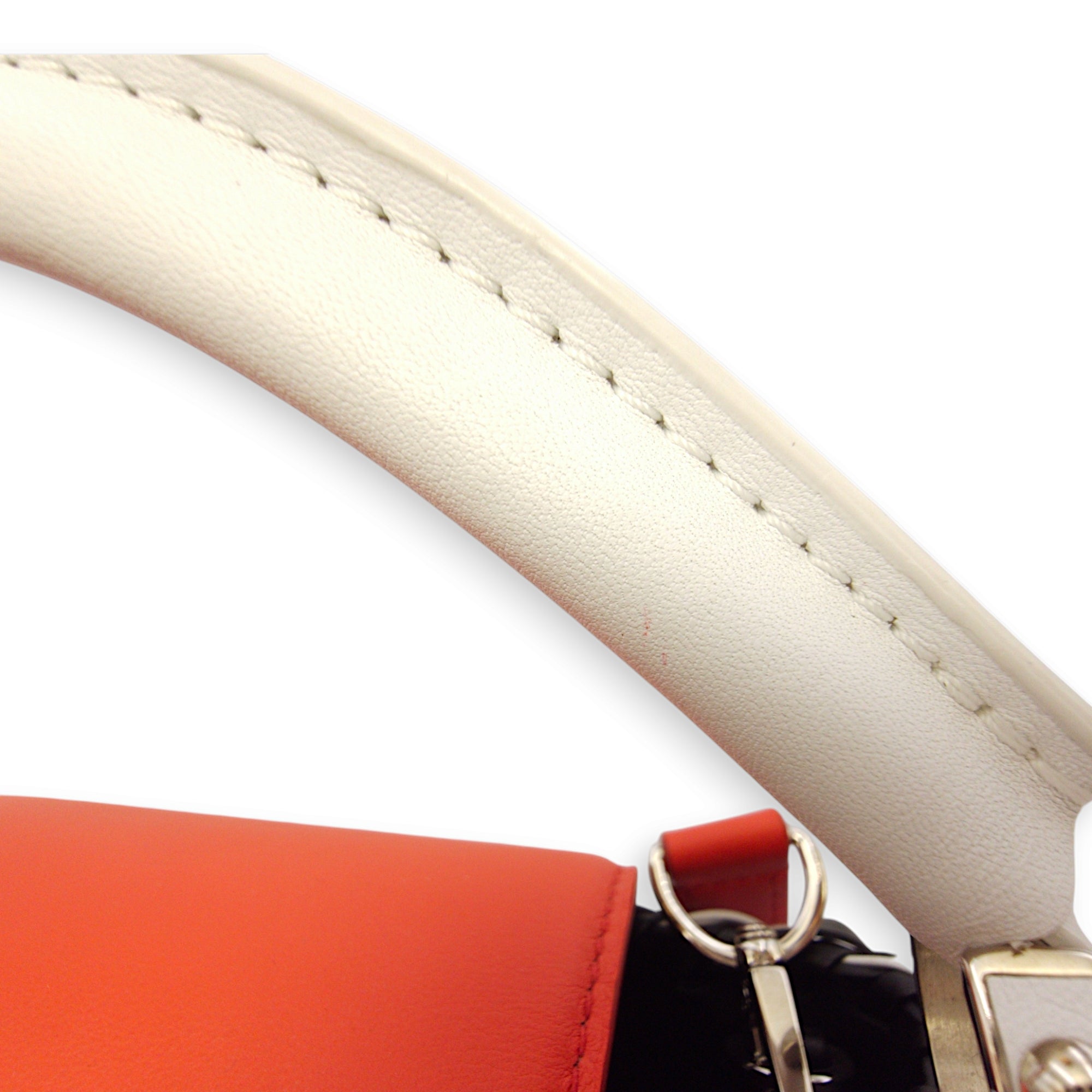 Capucines BB Red/White/Pink/Black Top Handle Bag in Braided Calf, Palladium hardware - Image 12