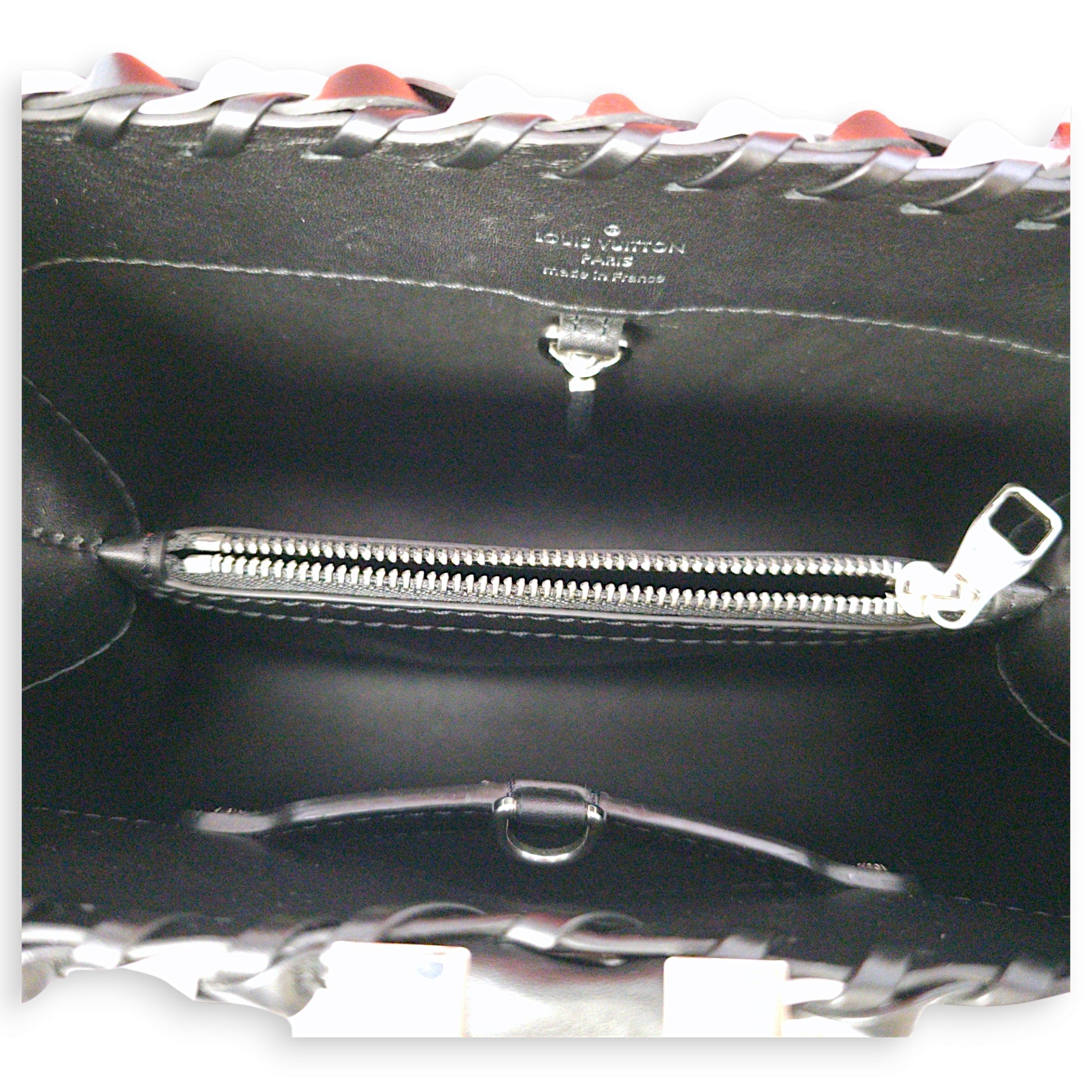 Capucines BB Red/White/Pink/Black Top Handle Bag in Braided Calf, Palladium hardware - Image 4