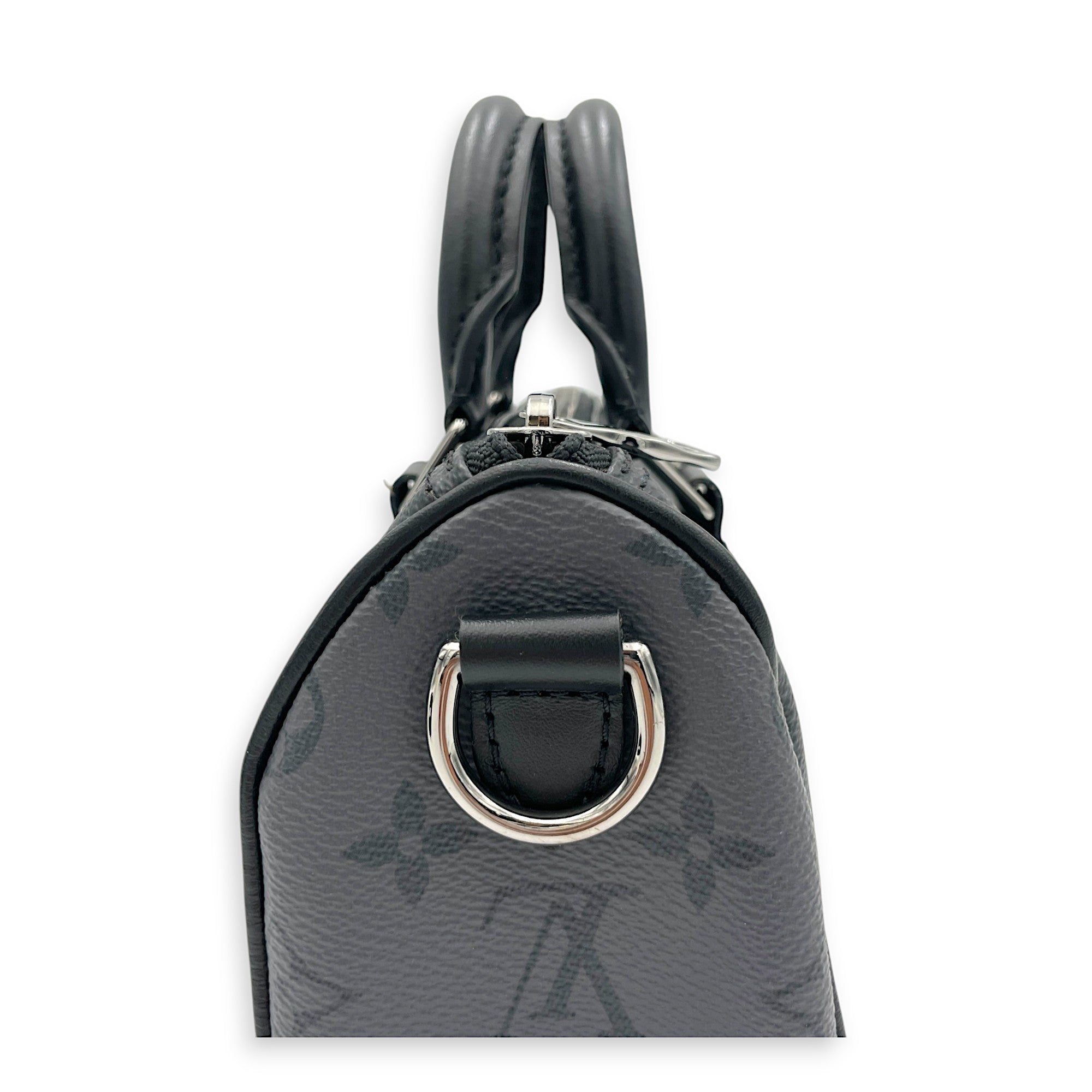 Keepall XS Grey Top Handle Bag in Monogram Coated Canvas, Silver hardware - Image 8