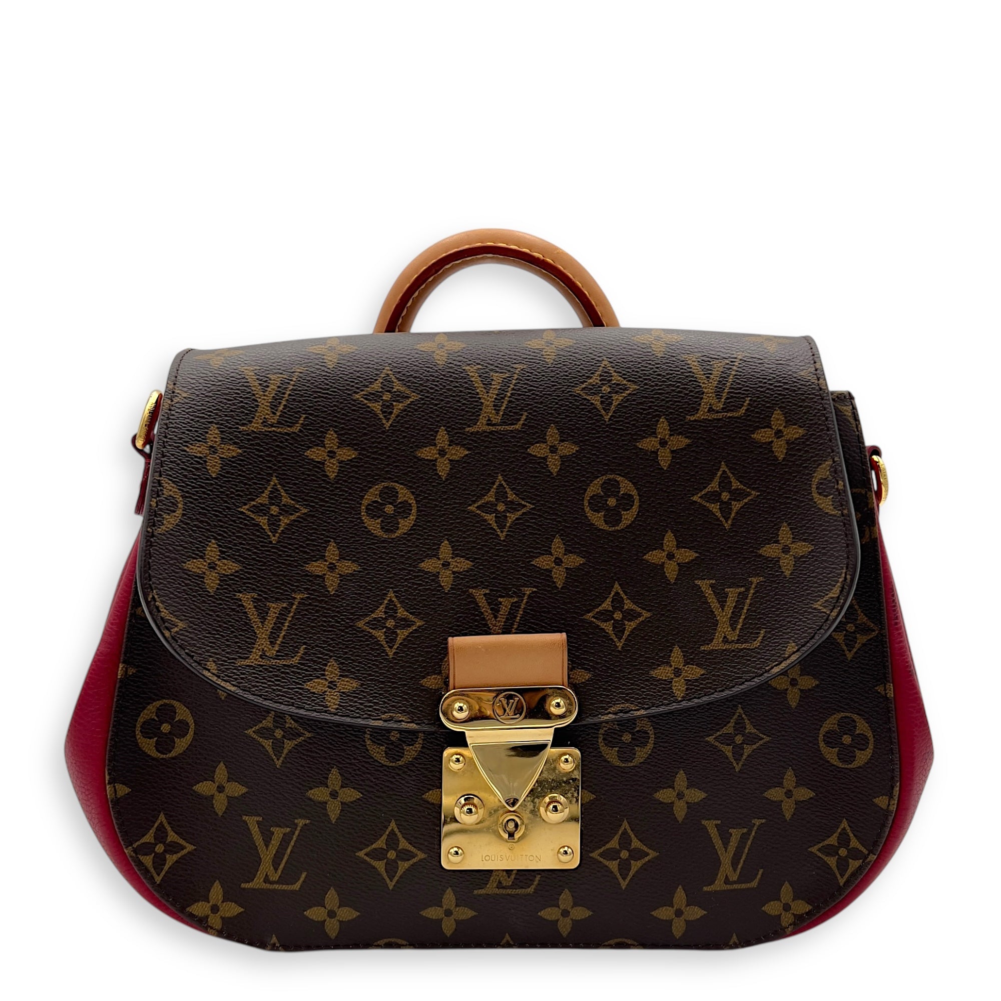 Eden Brown Top Handle Bag in Coated Canvas, Gold hardware