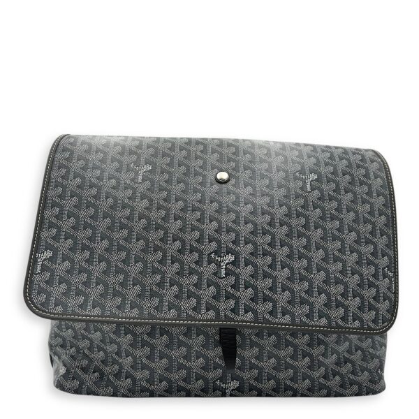 Capetien MM Grey Shoulder Bag in Coated Canvas, Silver hardware