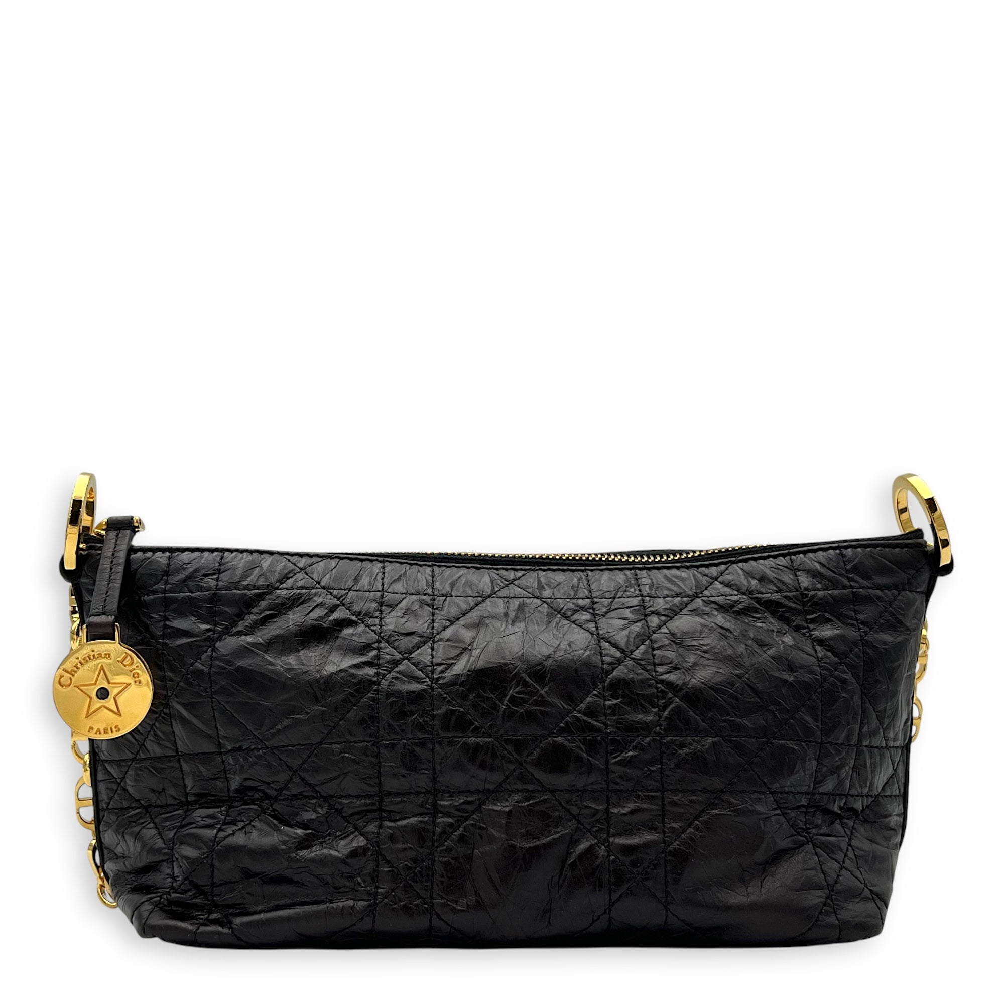 Hobostar Shoulder Bag Black in Calfskin, Gold hardware