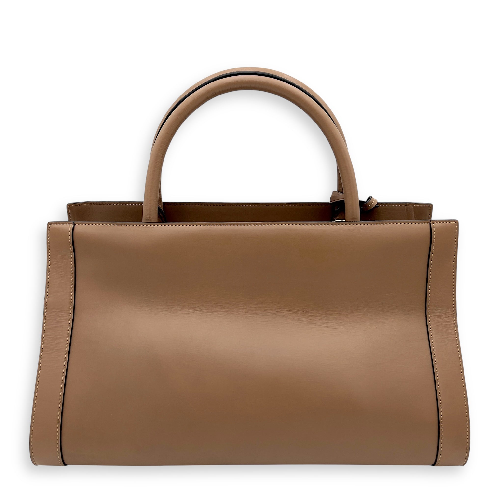 Barcelona Top Handle Bag Brown in Calfskin, Gold hardware - Image 8