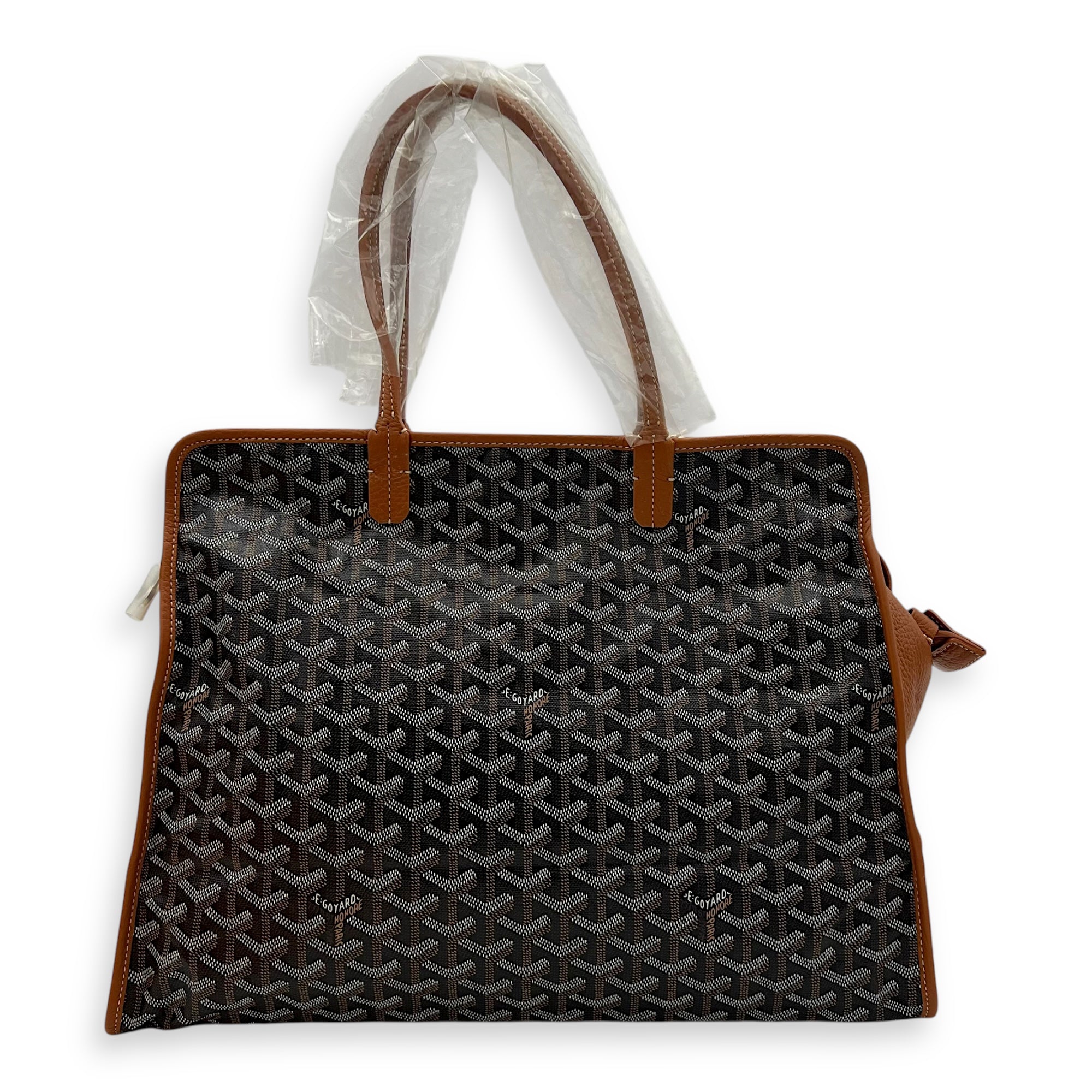 Hardy PM Brown Tote Bag in Coated Canvas, Silver hardware - Image 3