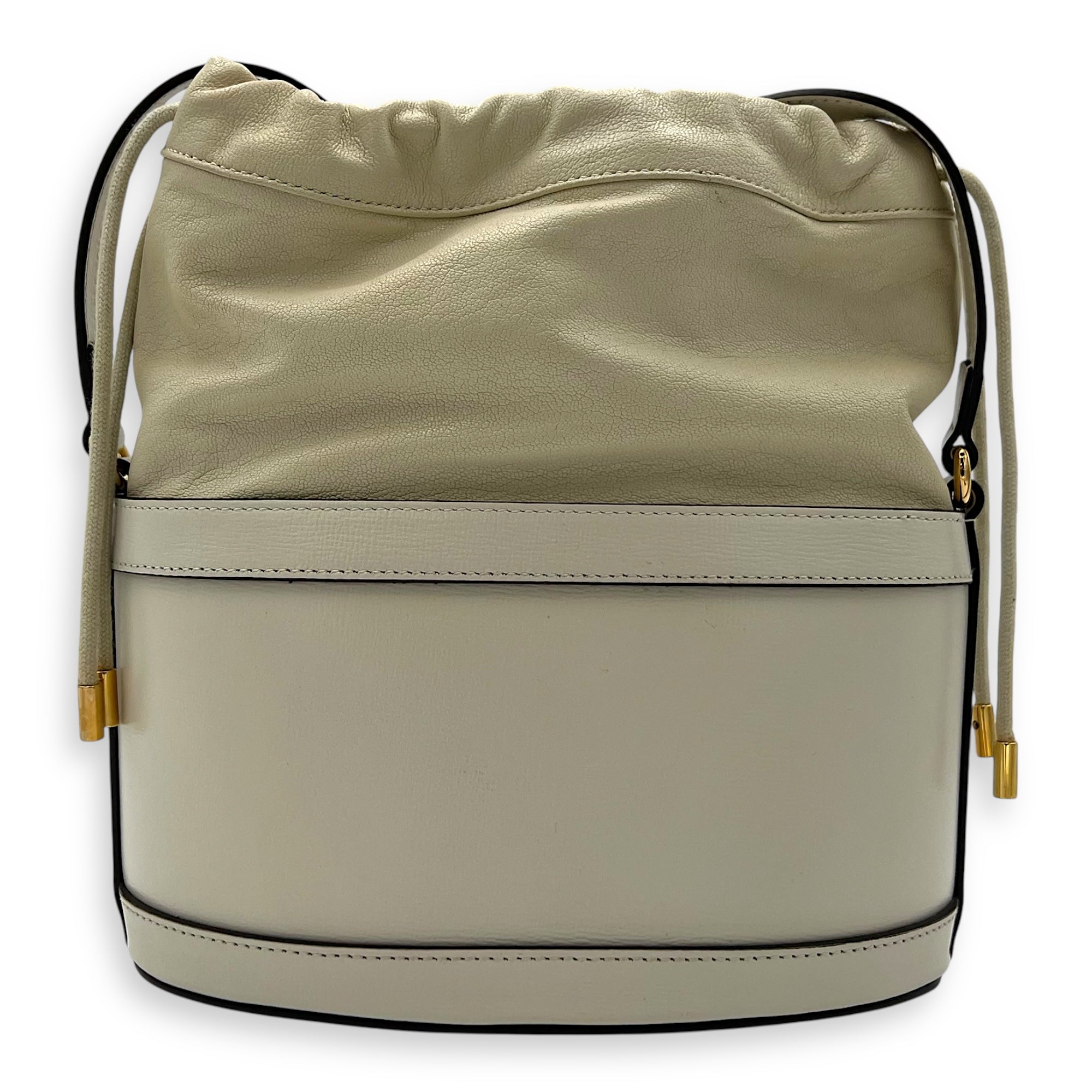 Horsebit 1955 White Bucket Bag in Calfskin, Gold hardware - Image 3