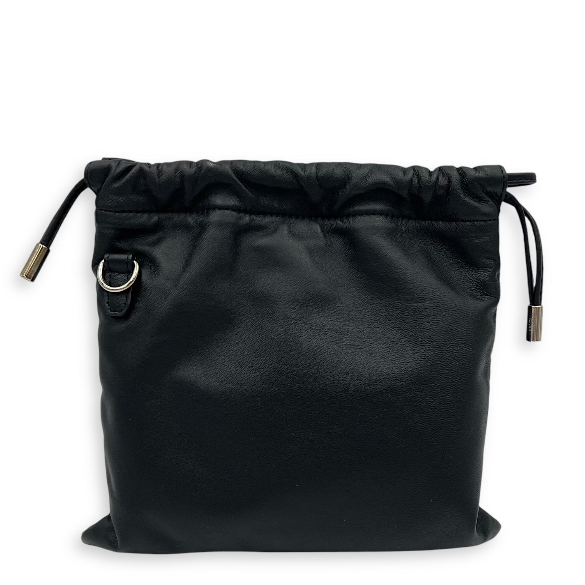 Logo Black Crossbody Bag in Calfskin, Silver hardware - Image 3