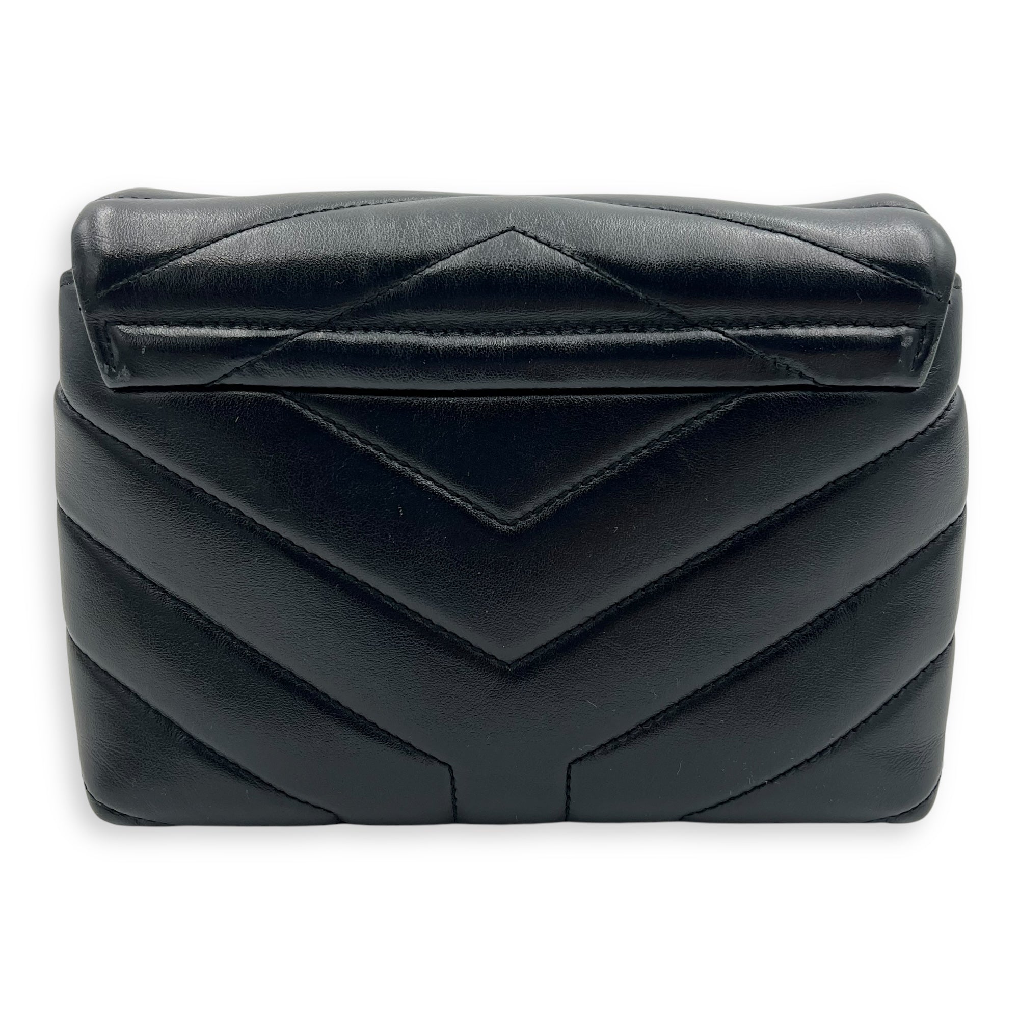 Loulou Toy Black Crossbody Bag in Calfskin, Silver hardware - Image 3