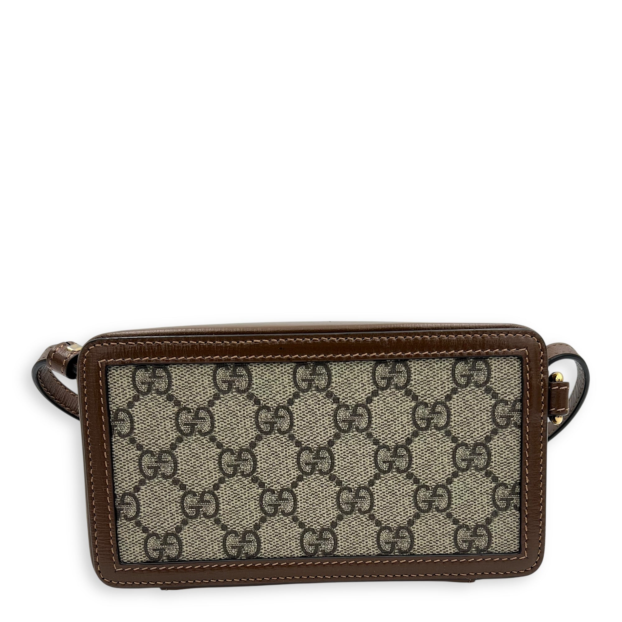 GG Crossbody Bag Brown in Coated Canvas, Gold hardware - Image 3