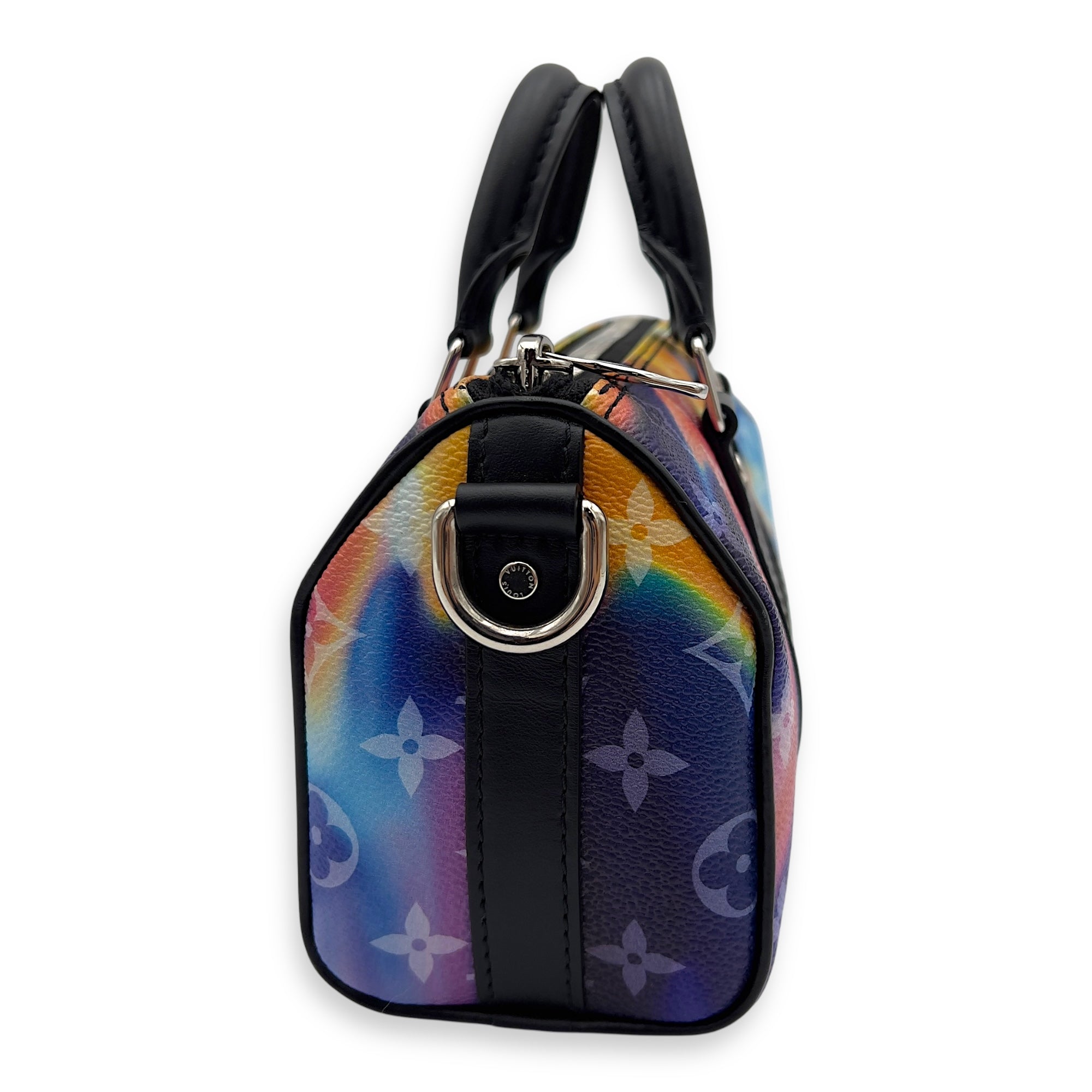 Keepall Crossbody Bag Black in Coated Canvas , Silver Hardware - Image 8