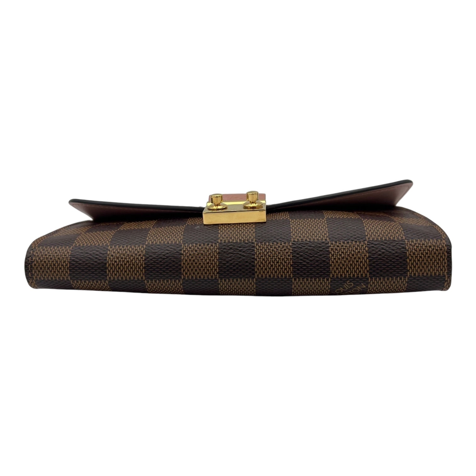 Croisette Wallet On Chain Damier Ebene in Coated Canvas, Gold hardware - Image 6