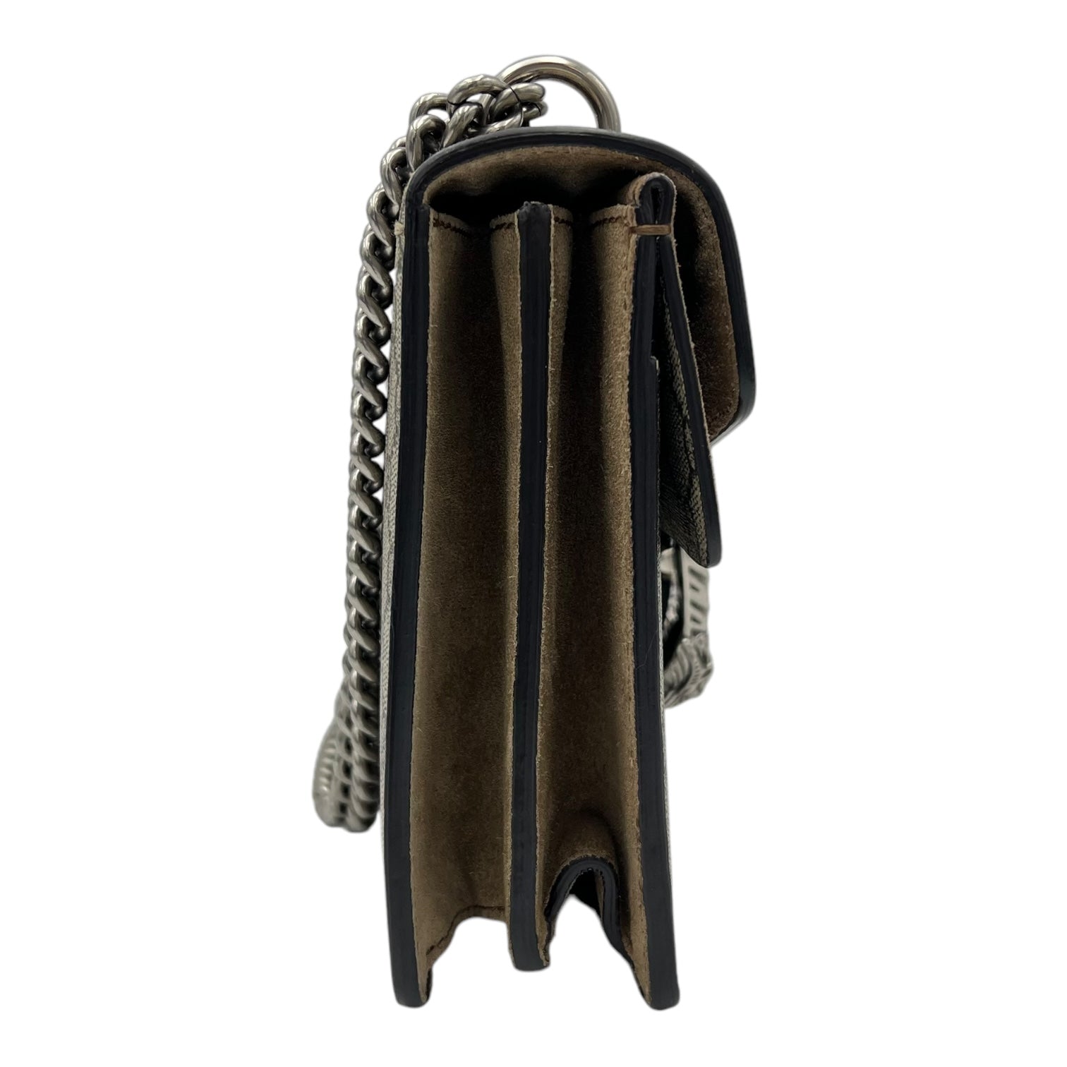 Dionysus Shoulder Bag Small Brown in Coated Canvas, Silver hardware - Image 4