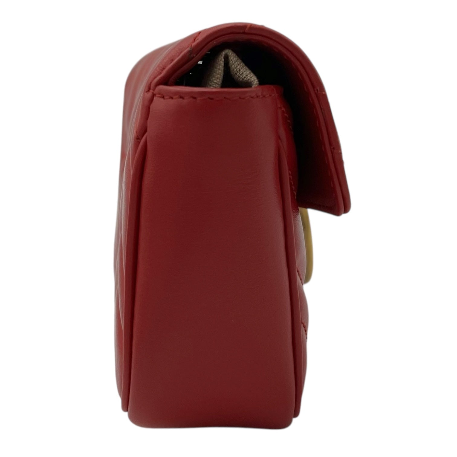 GG Marmont Crossbody Bag Super Mini Red in Calfskin, Gold hardware - Image 4