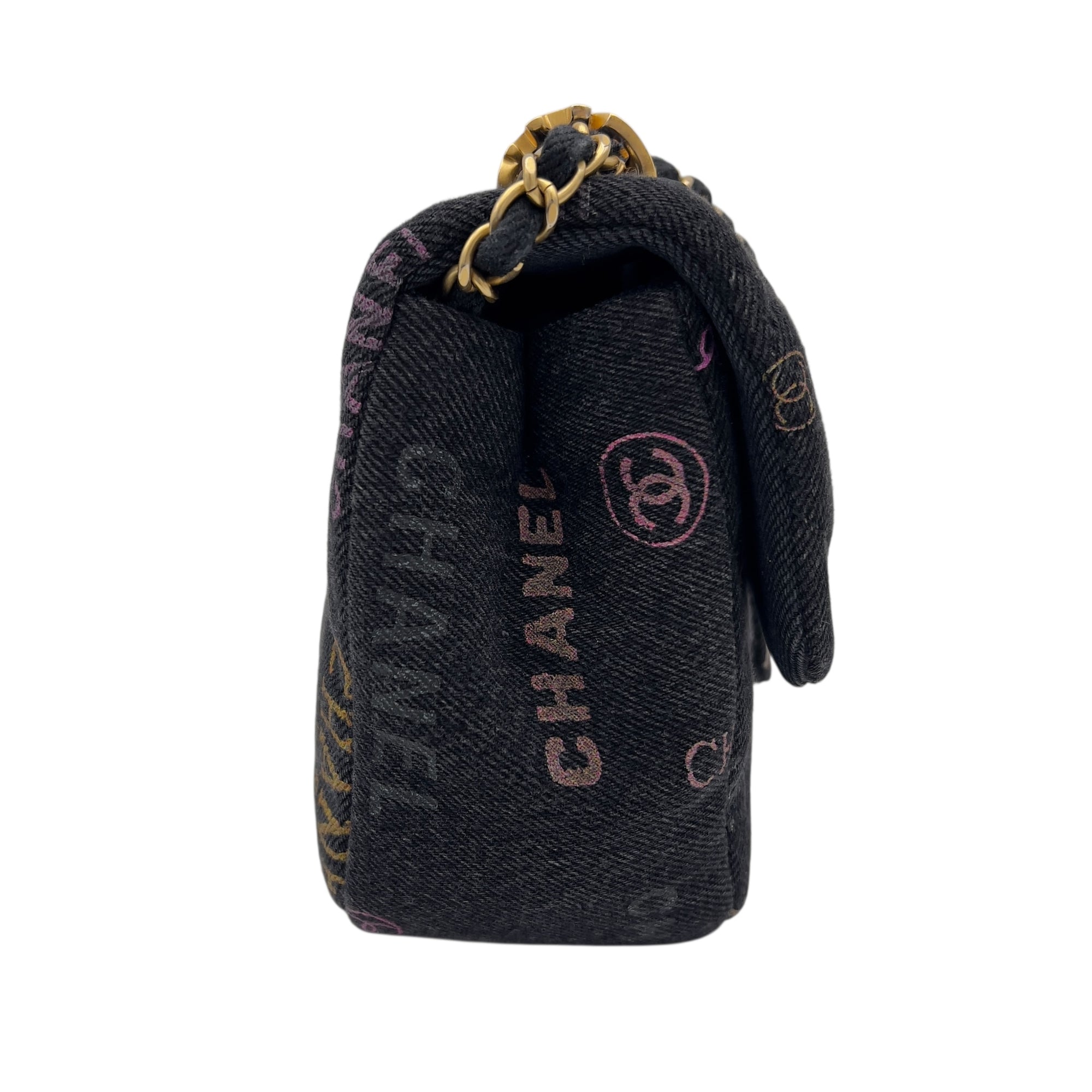 Mood Multi-colour Shoulder Bag in Denim, Gold hardware - Image 6