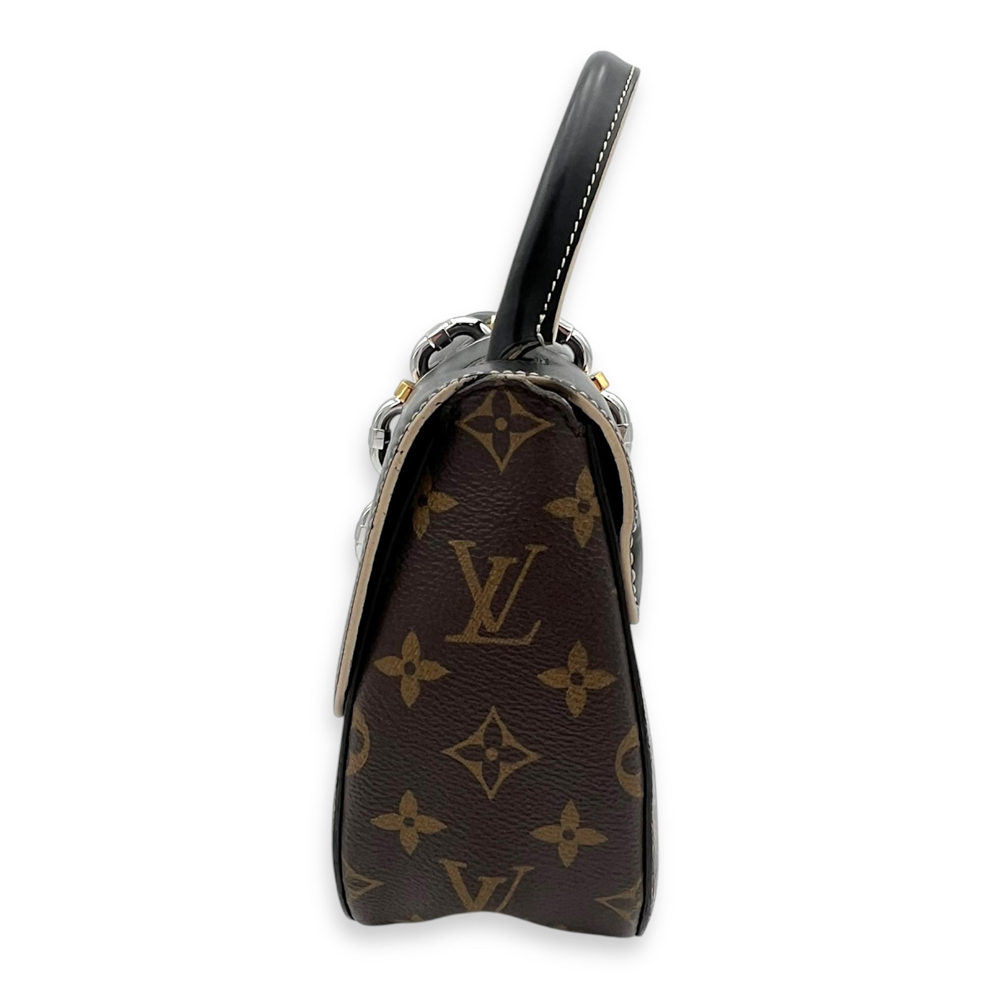 Chain It Top Handle Bag Brown in Monogram Coated Canvas, Silver hardware - Image 5