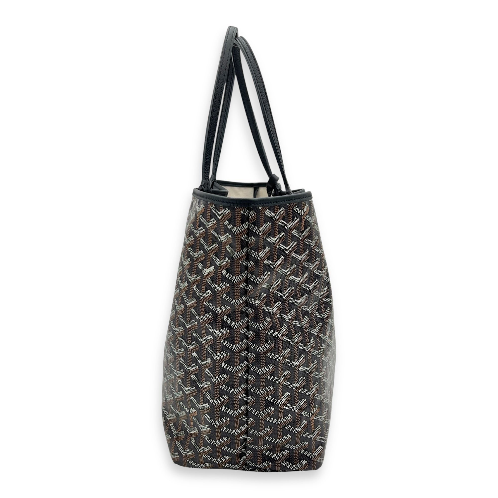 Saint Louis Tote Bag PM Black in Coated Canvas, Silver hardware - Image 4