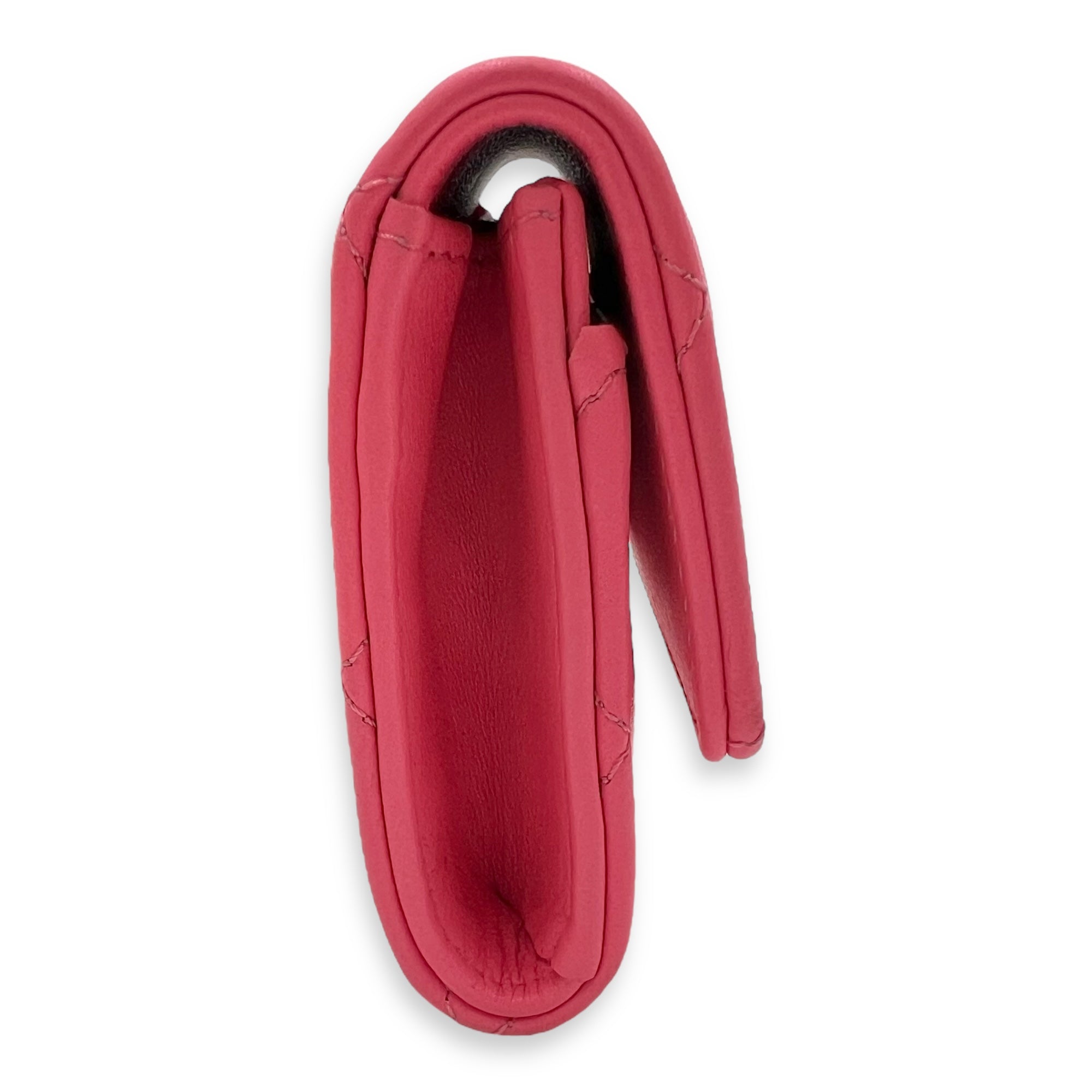 CC Pink Card Holder in Lambskin, Silver hardware - Image 6