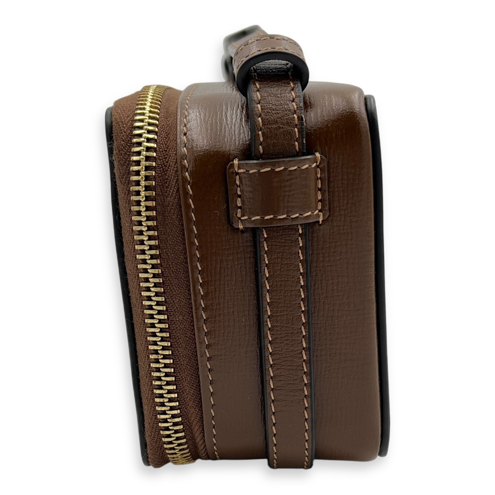 GG Crossbody Bag Brown in Coated Canvas, Gold hardware - Image 5