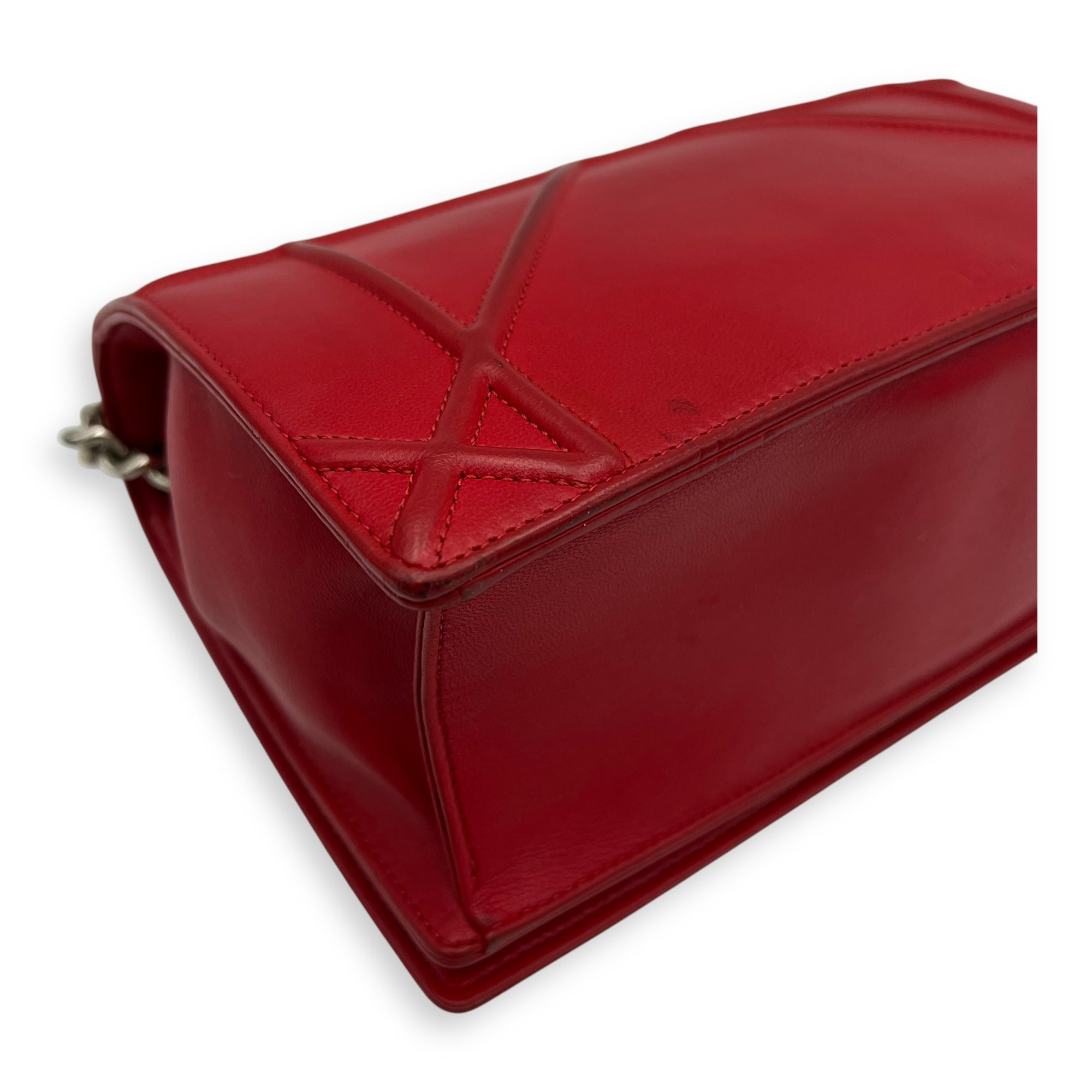 Diorama Red Crossbody Bag in Lambskin, Silver hardware - Image 11