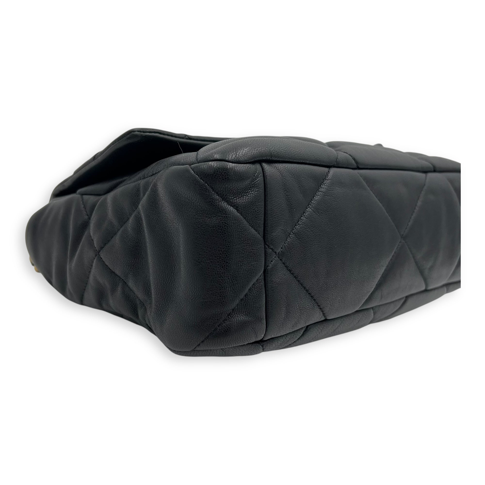 C19 Large Black Shoulder Bag in Goat Leather, Mixed hardware - Image 11