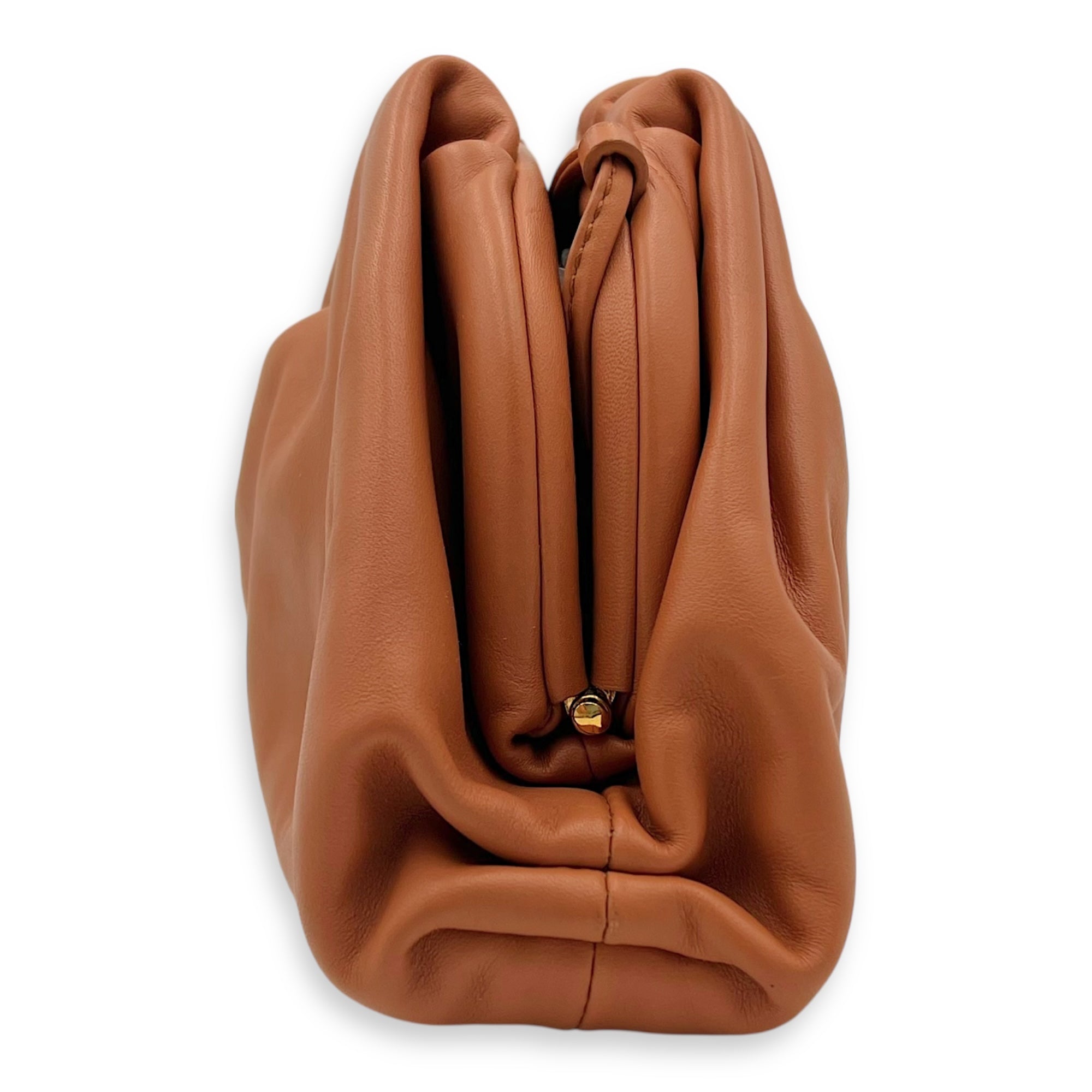 The Pouch Crossbody Bag Brown in Lambskin, Gold hardware - Image 5