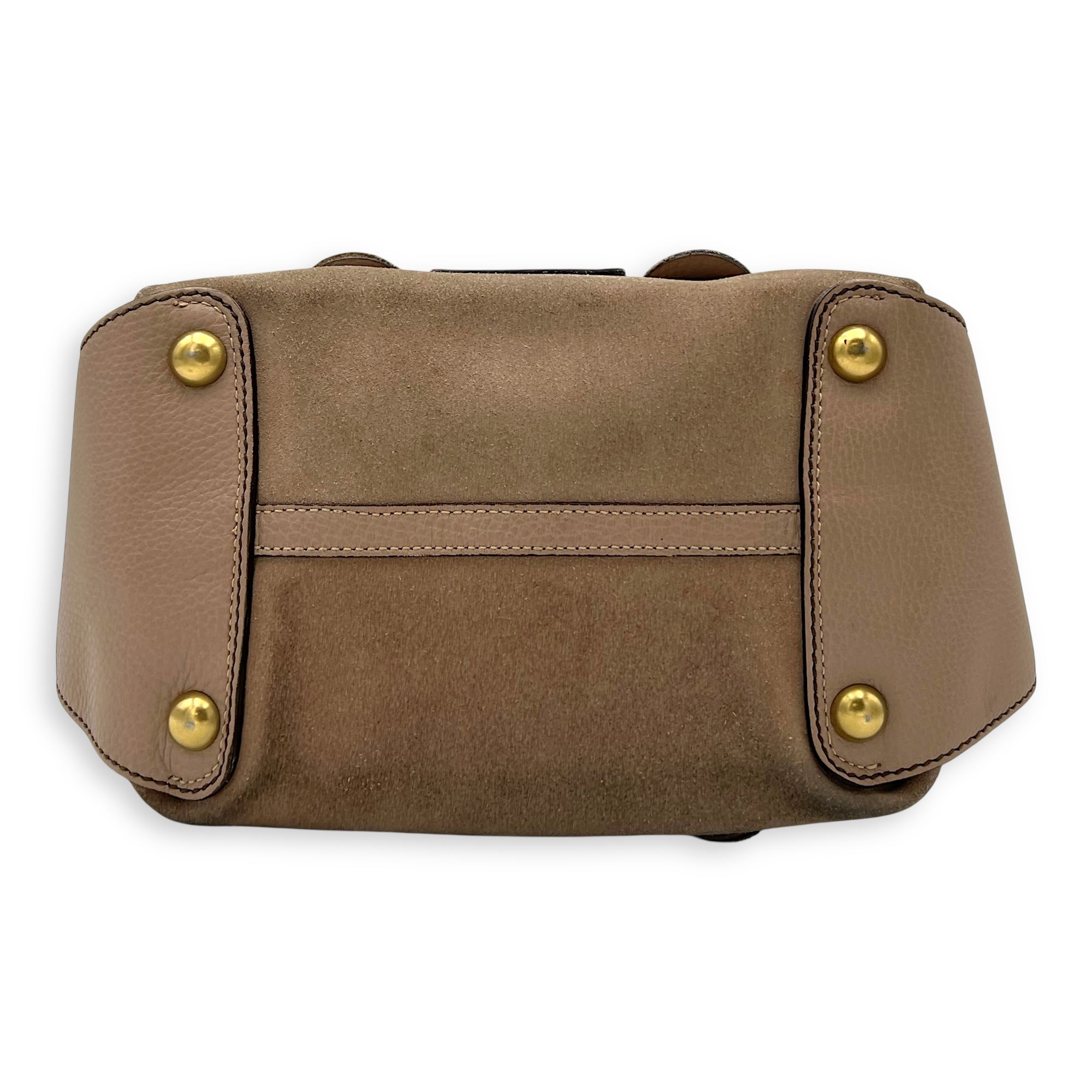 Gancini Beige Shoulder Bag in Suede Leather, Gold hardware - Image 6