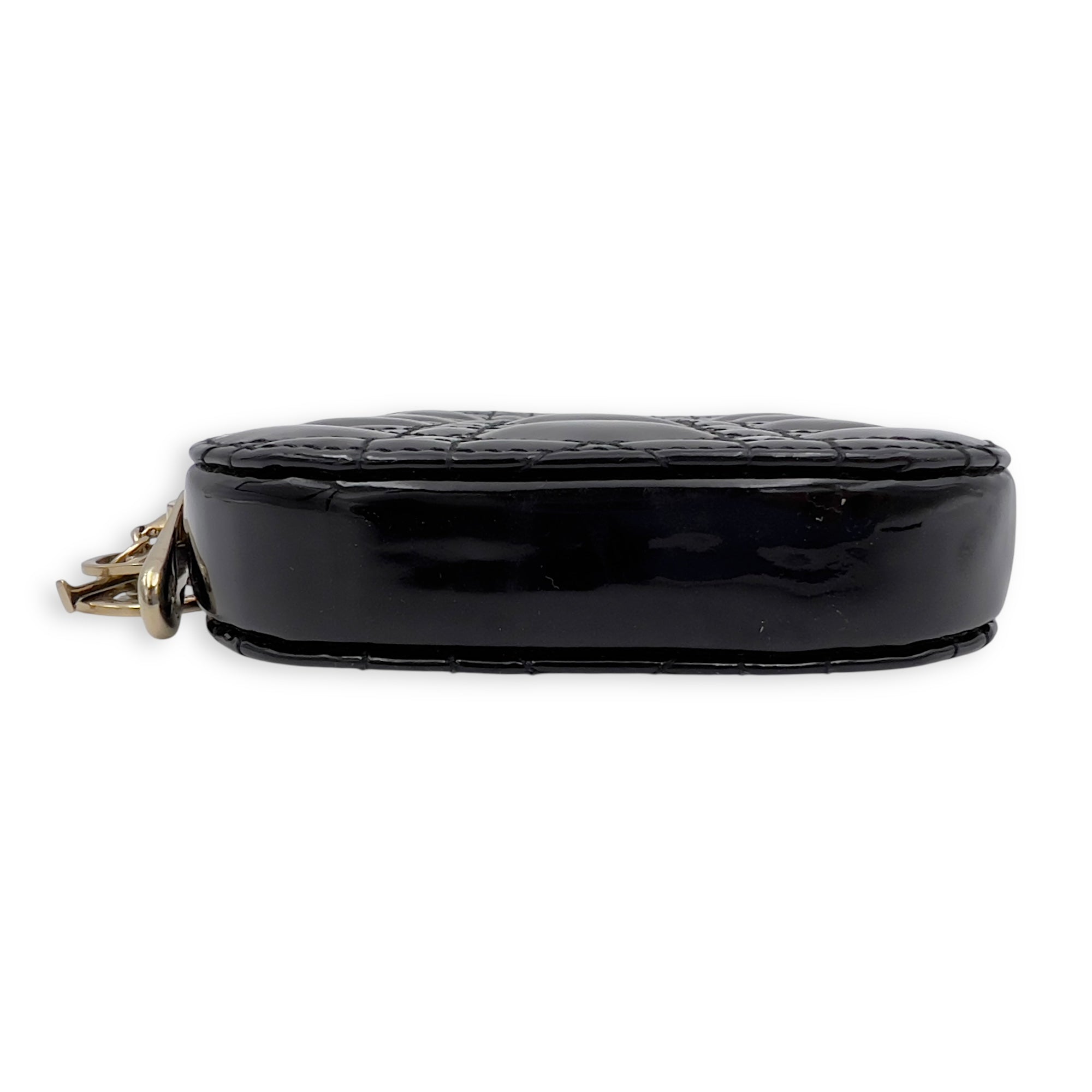Cannage Top Handle Bag Black in Patent Leather, Gold hardware - Image 4