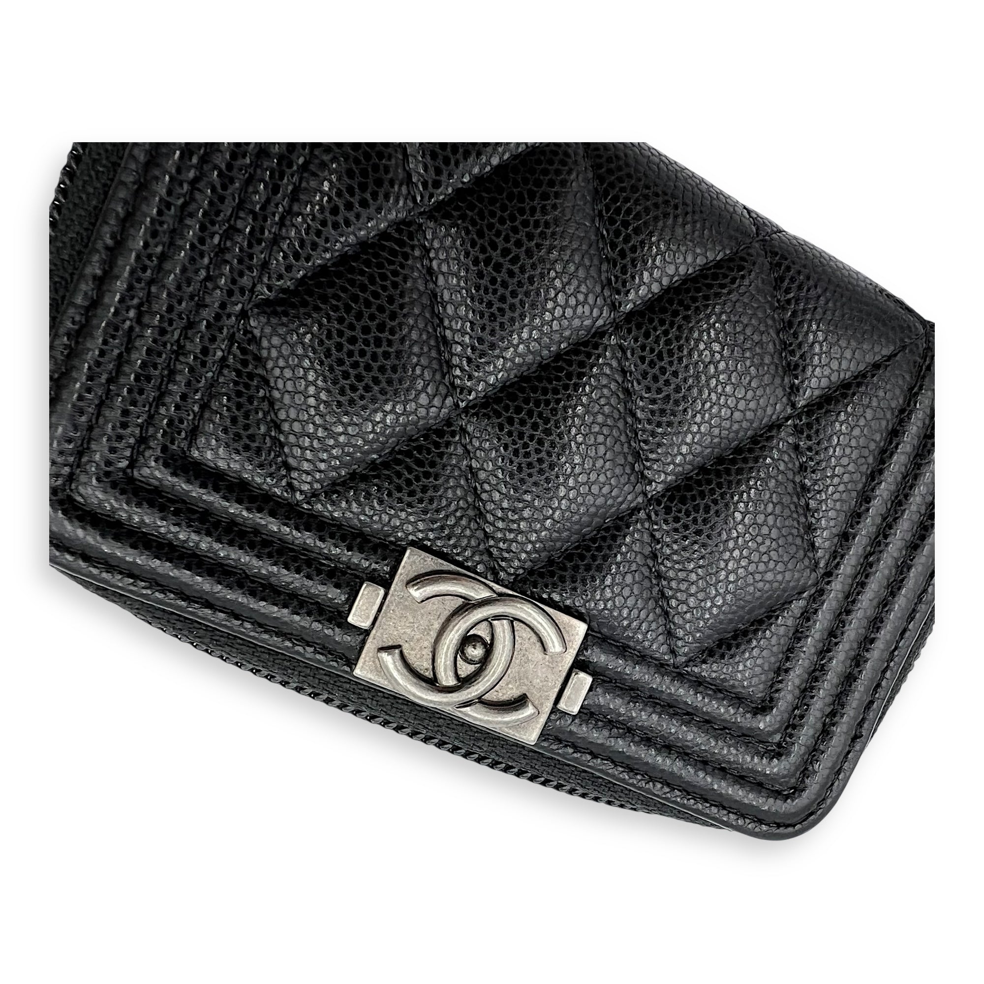 Boy Black Wallet in Caviar Leather, Ruthenium hardware - Image 6