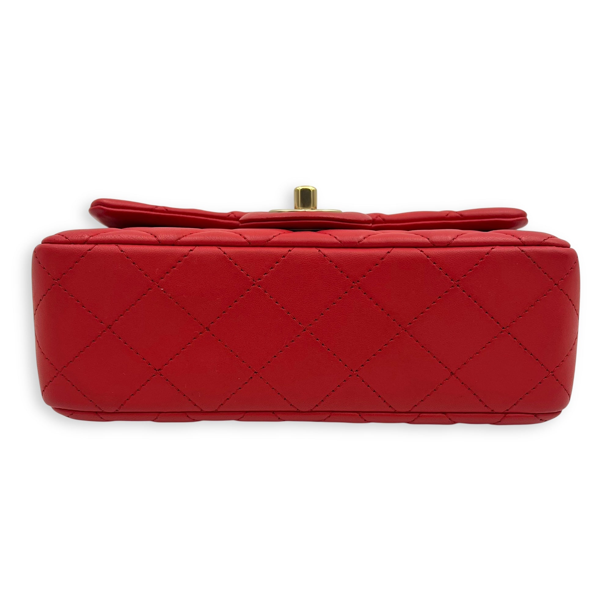 CC Rectangle Shoulder Bag Red in Lambskin, Gold hardware - Image 6