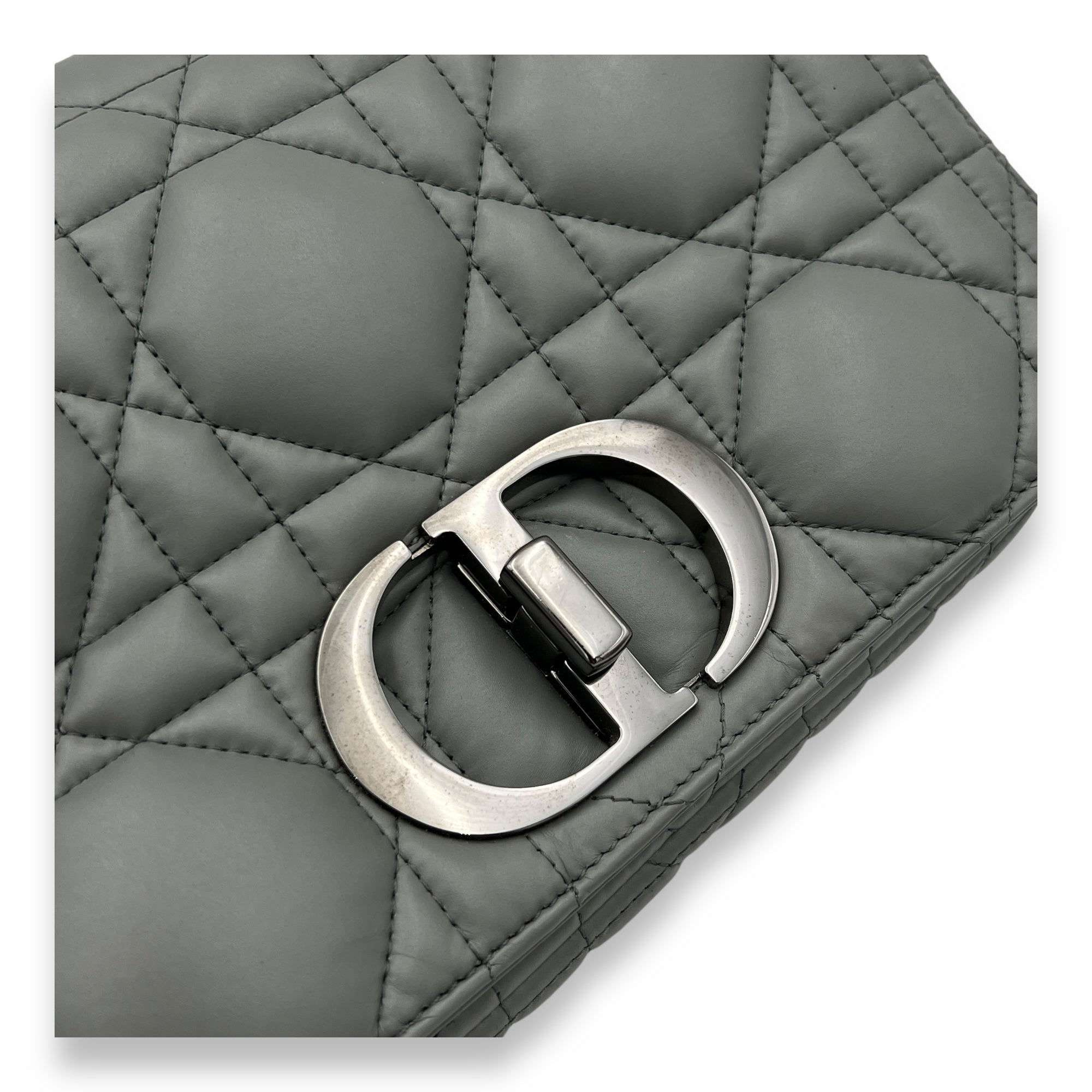Caro Medium Grey Shoulder Bag in Lambskin, Silver hardware - Image 7