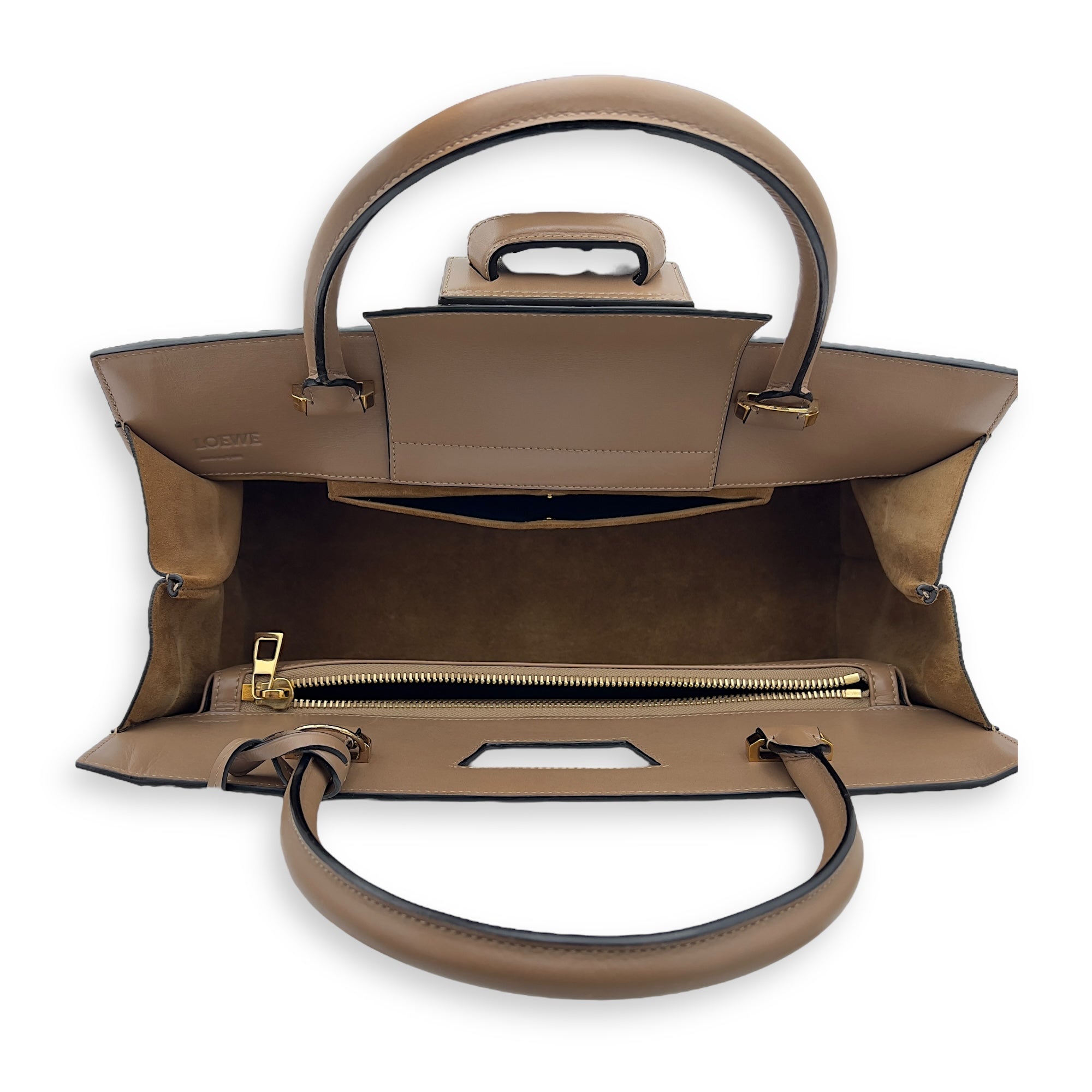 Barcelona Top Handle Bag Brown in Calfskin, Gold hardware - Image 4