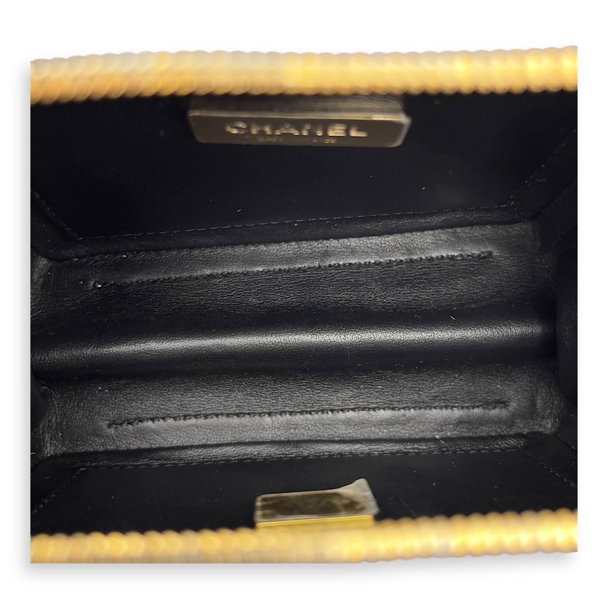 CC Black Top Handle Bag in Calfskin, Gold hardware - Image 9