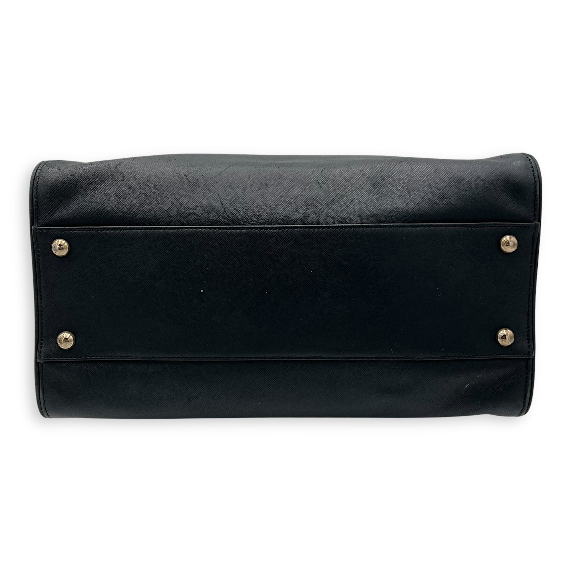 Darina Black Top Handle Bag in Calfskin, Silver hardware - Image 6