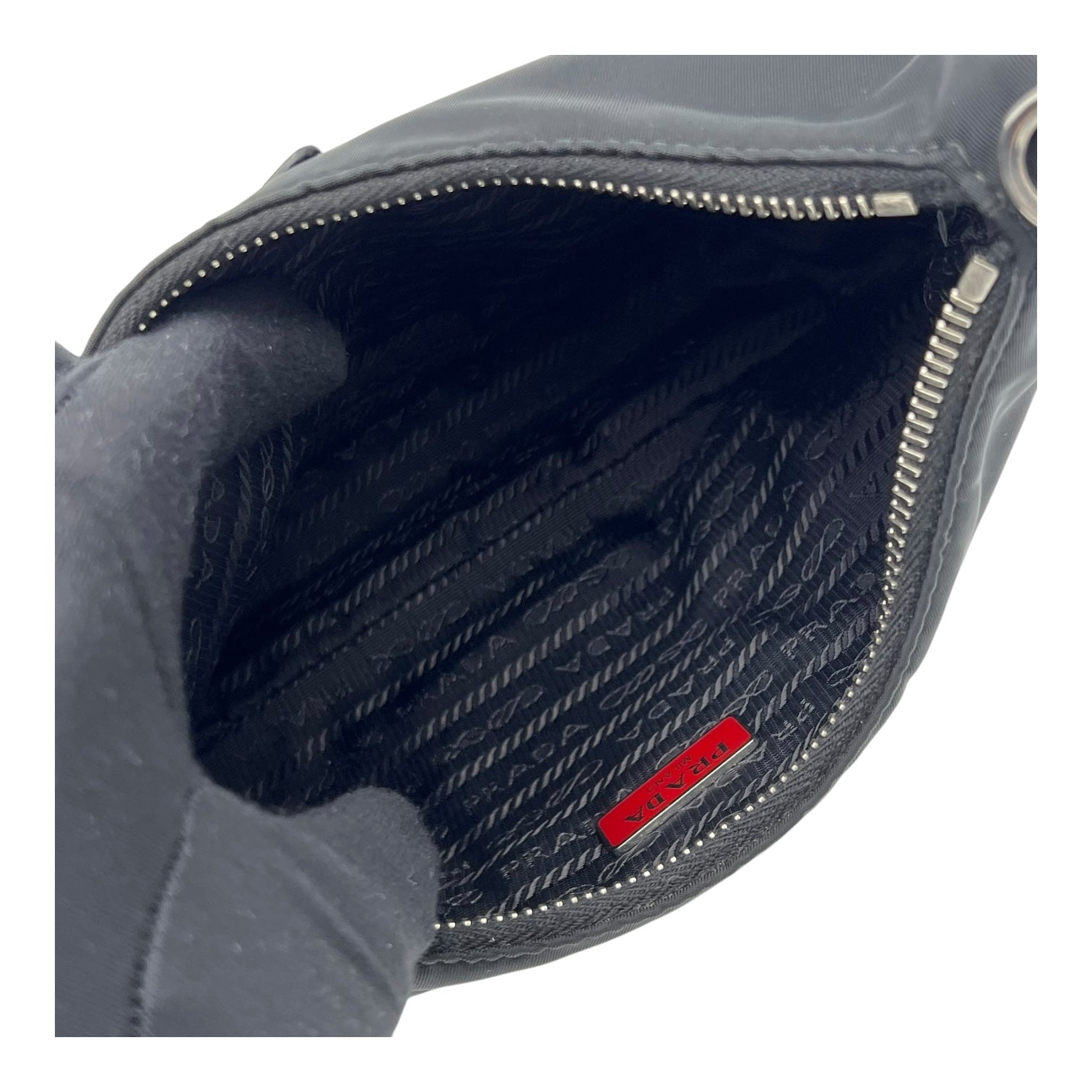 Re-Nylon Crossbody Bag Black in Re-Nylon, Silver hardware - Image 8