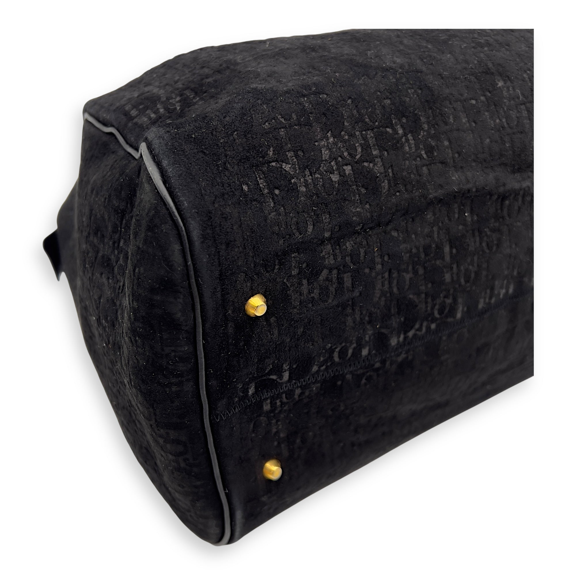 Vintage Top Handle Bag Black in Suede Leather, Gold hardware - Image 6