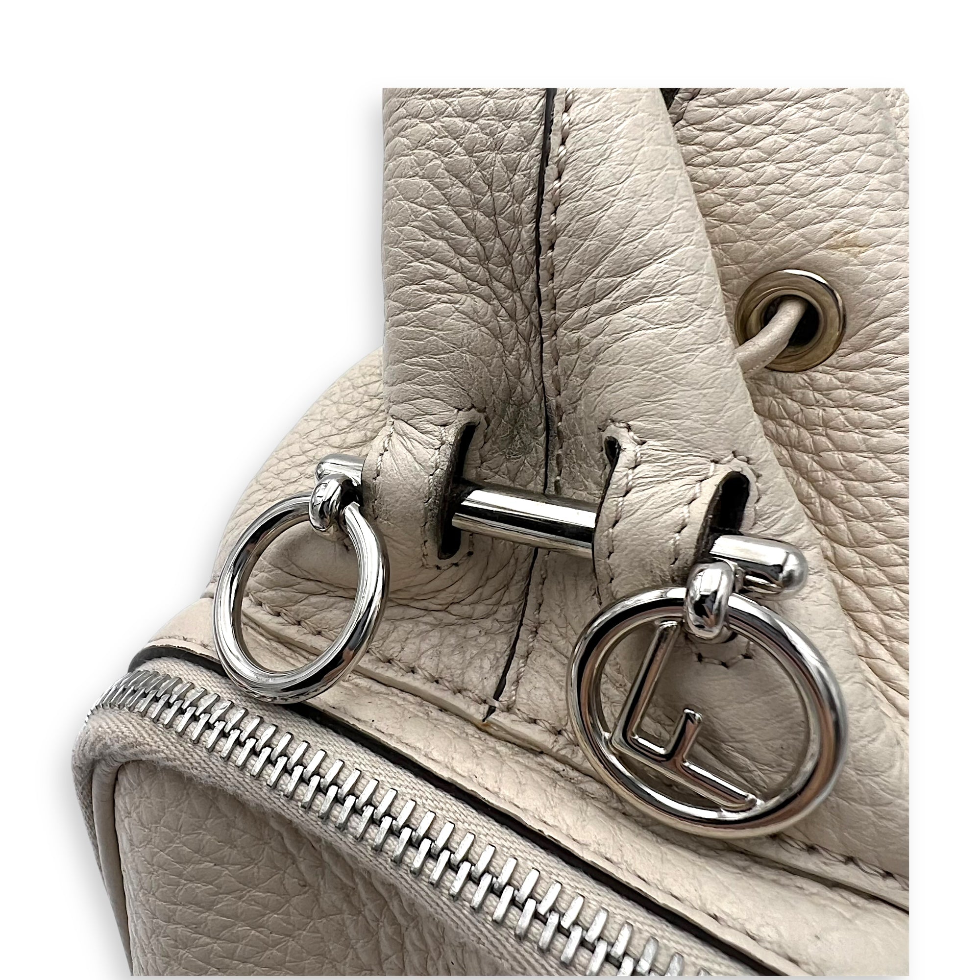 Mon Tresor Beige Bucket Bag in Calfskin, Silver hardware - Image 9
