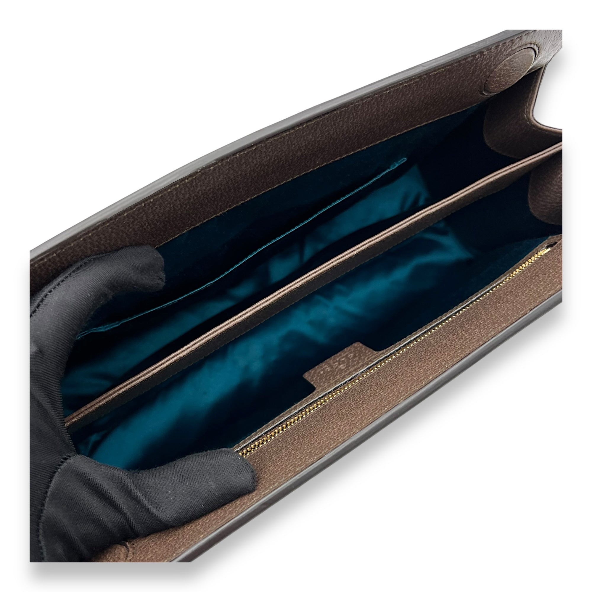 Ophidia Shoulder Bag Brown in Coated Canvas, Gold hardware - Image 9