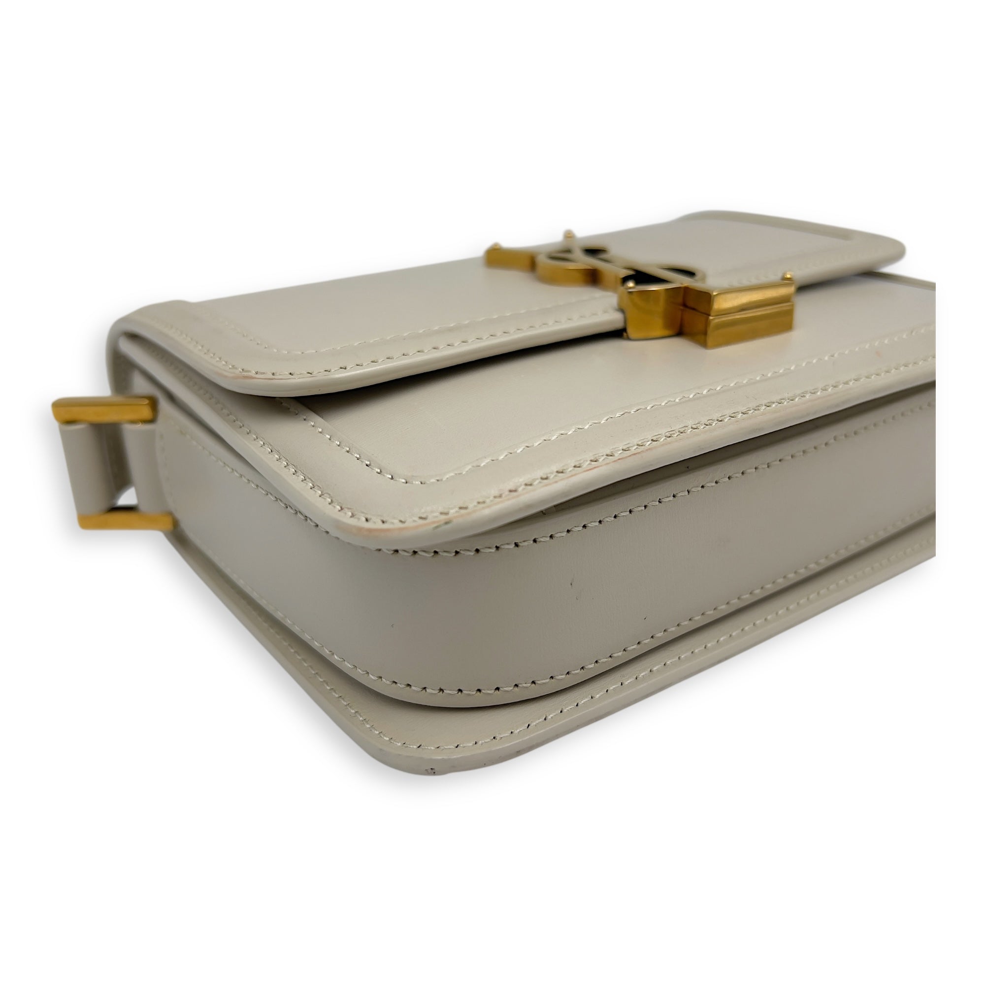 Solferino Shoulder Bag White in Calfskin, Gold hardware - Image 9