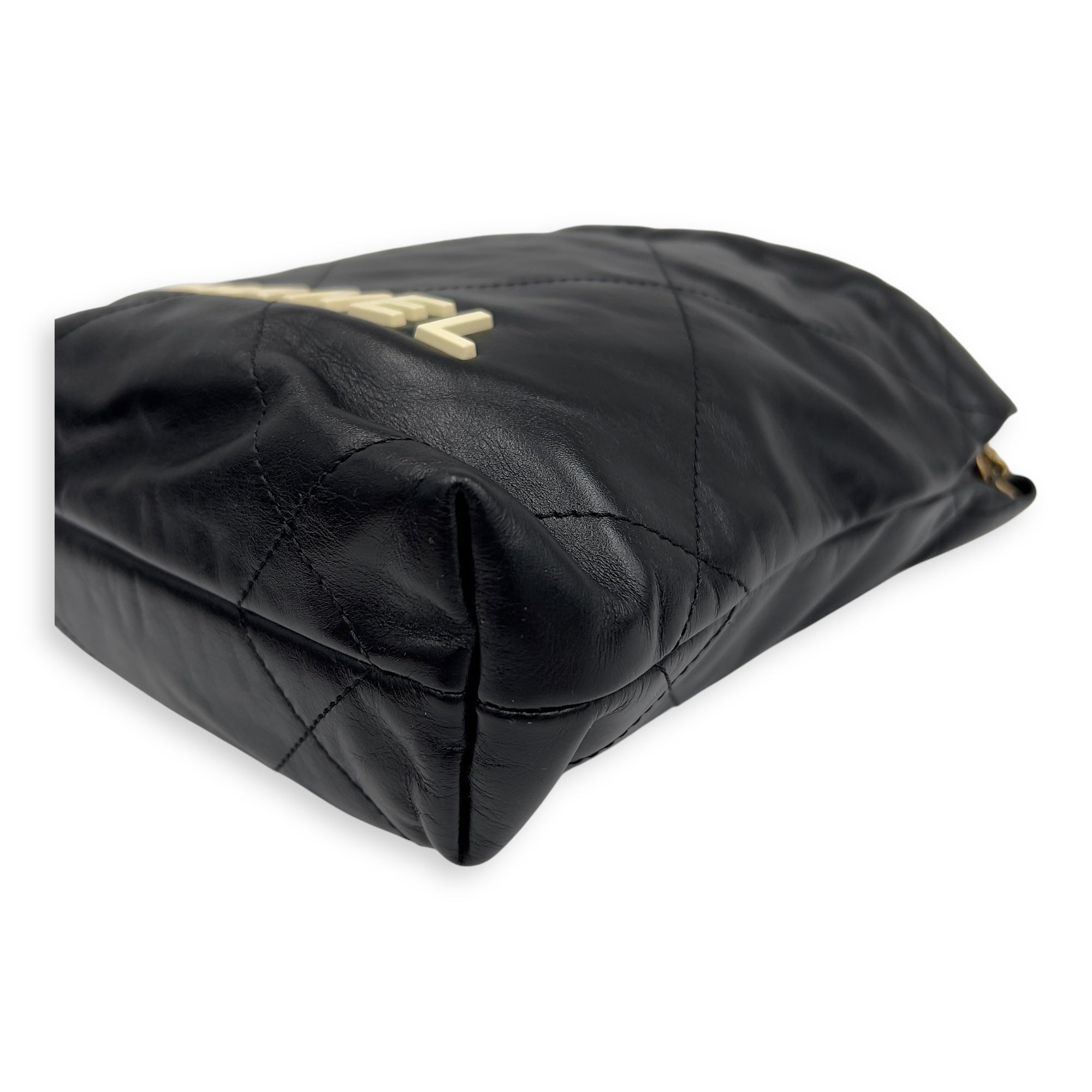 22 Tote Shoulder Bag Mini Black in Lambskin, Gold hardware - Image 18