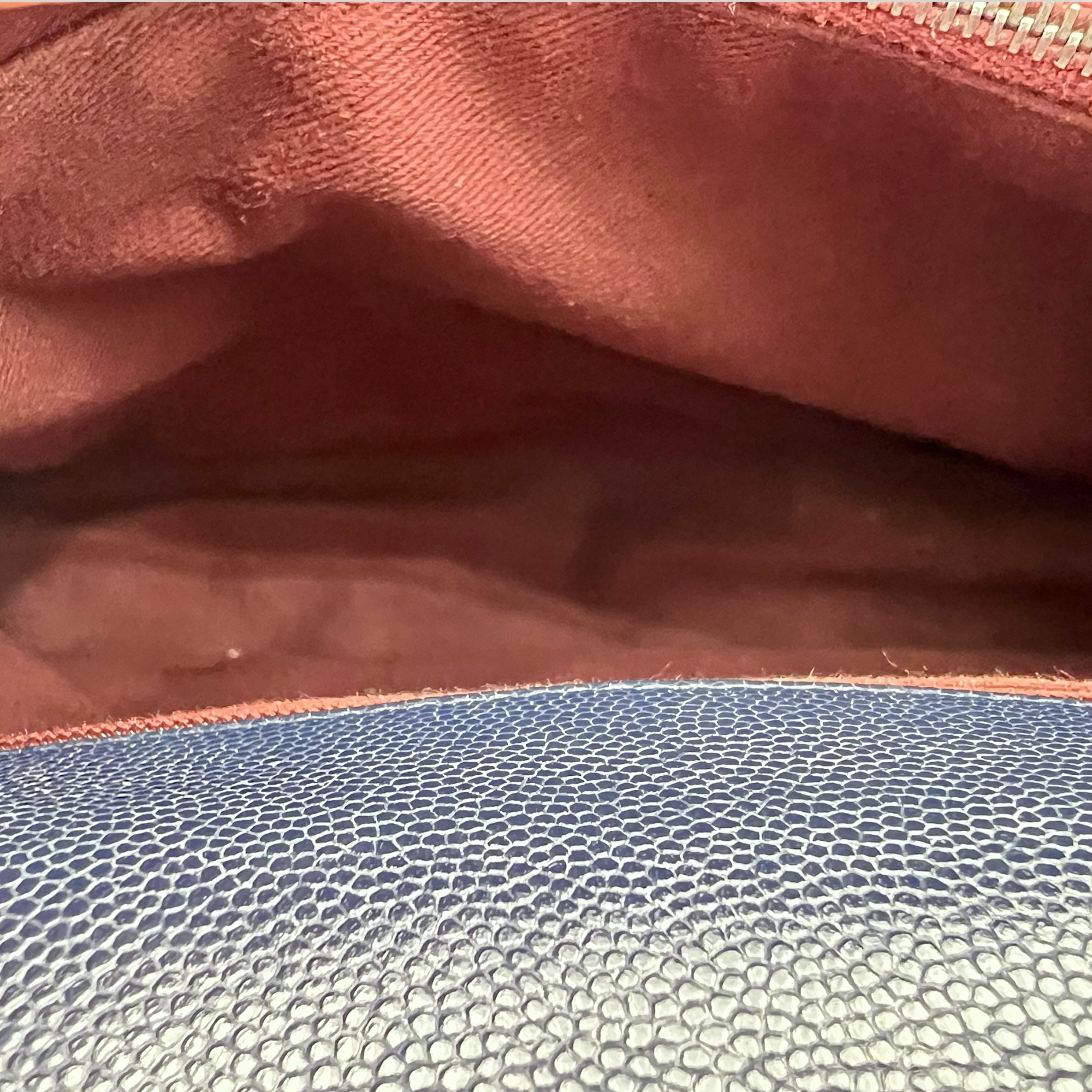 Coco Handle Quilted Top Handle Bag Blue in Caviar Leather, Silver hardware - Image 9