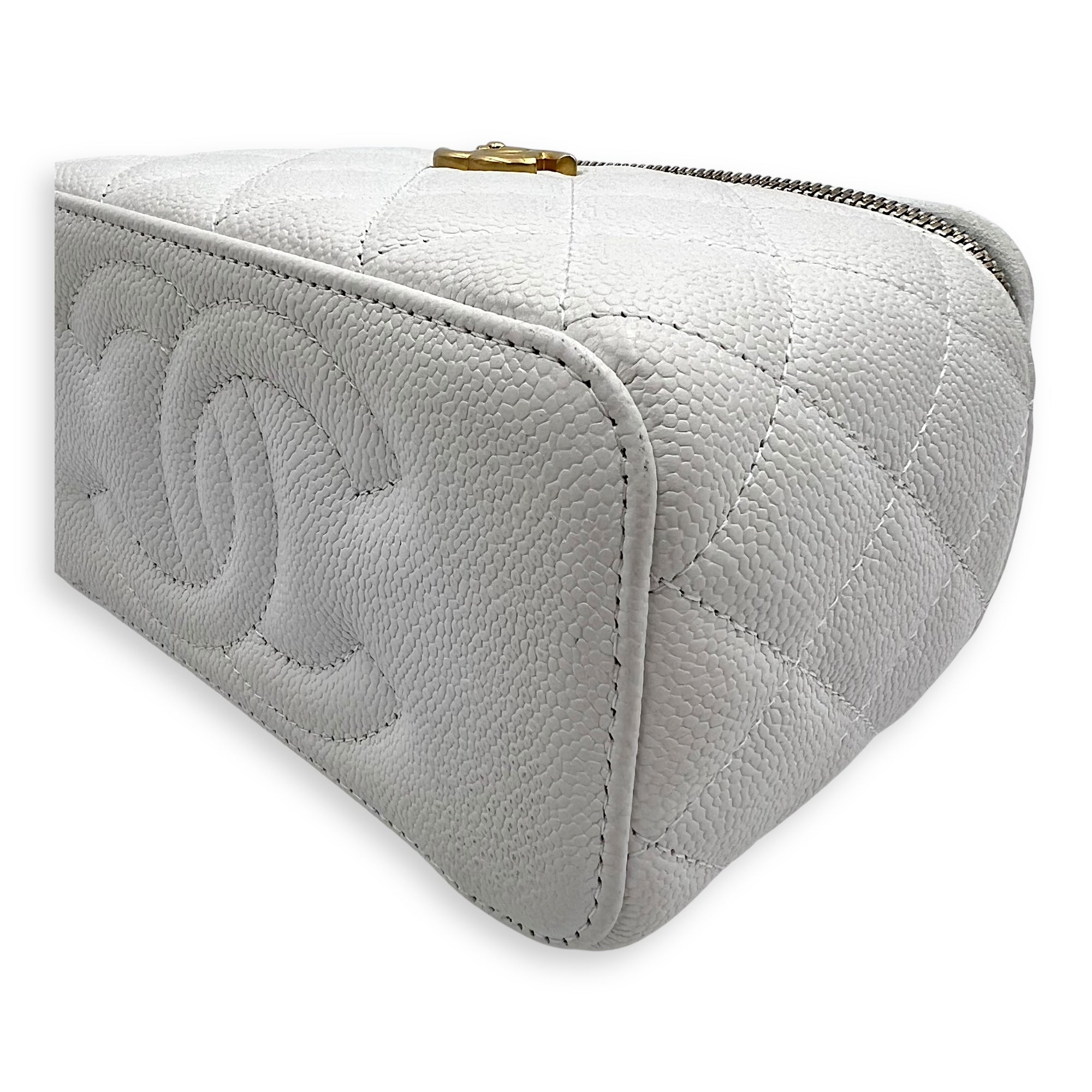 Pearl Crush White Vanity Bag in Caviar Leather, Gold hardware - Image 9