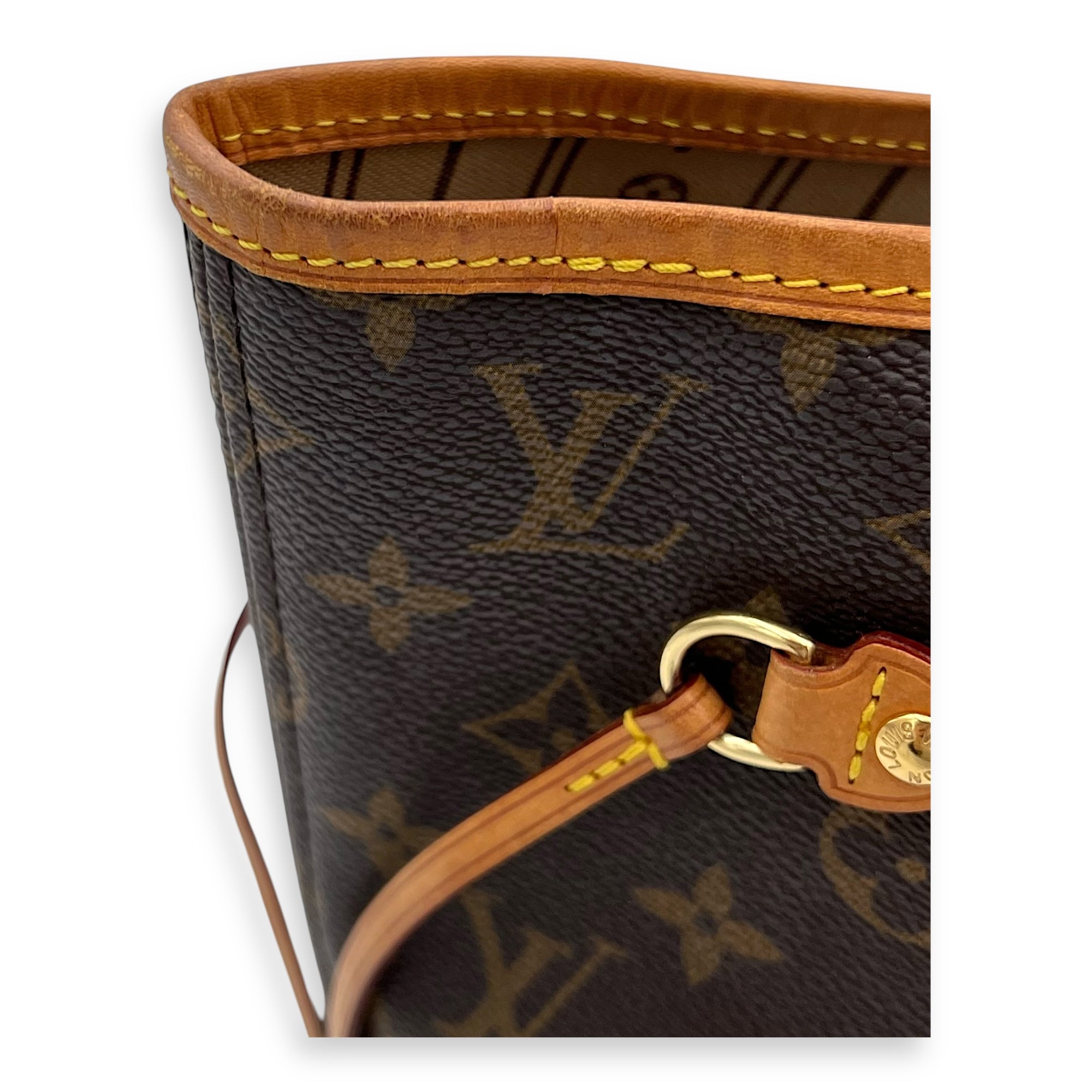 Neverfull MM Brown Tote Bag in Monogram Coated Canvas, Gold hardware - Image 7